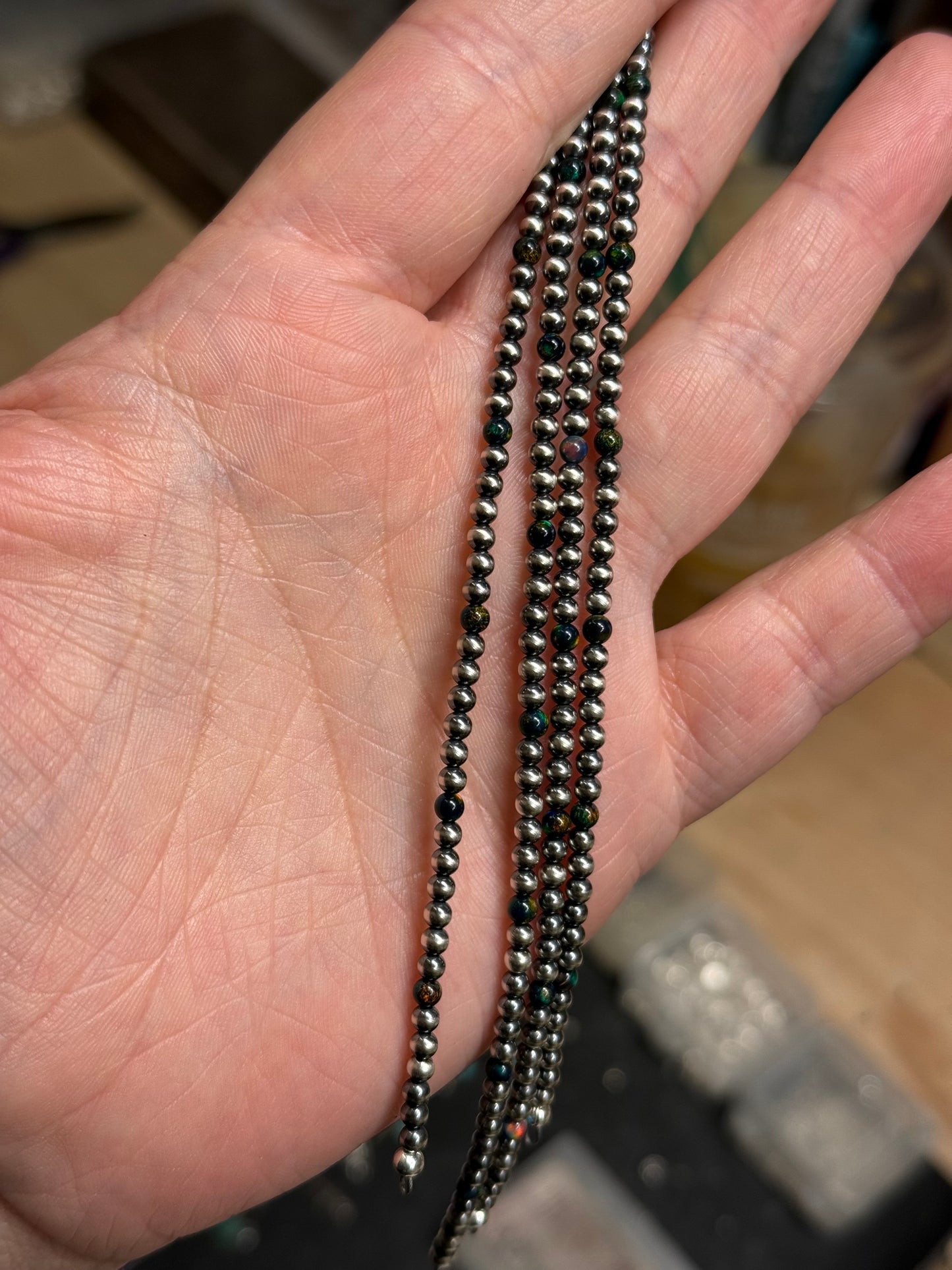 Navajo Pearls - Permanent Jewelry Strand W/ Opal