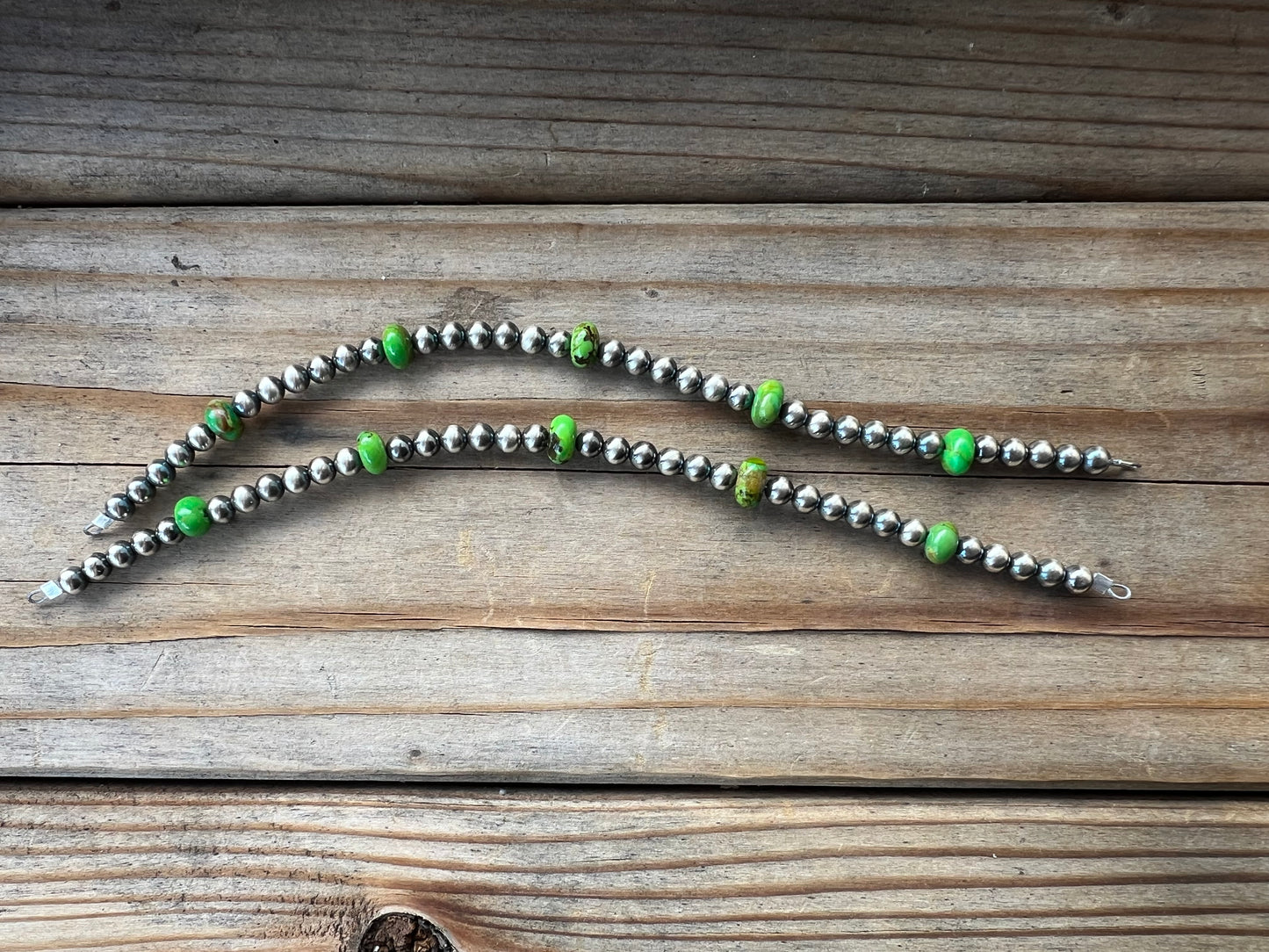 Navajo Pearls - Permanent Jewelry Strand W/ Mohave Green