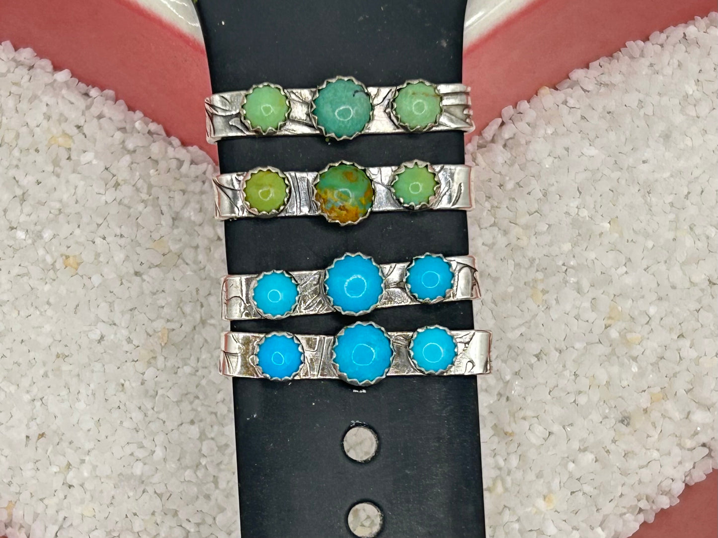 Sterling Silver Apple Watch “Slides” With Kingman Turquoise