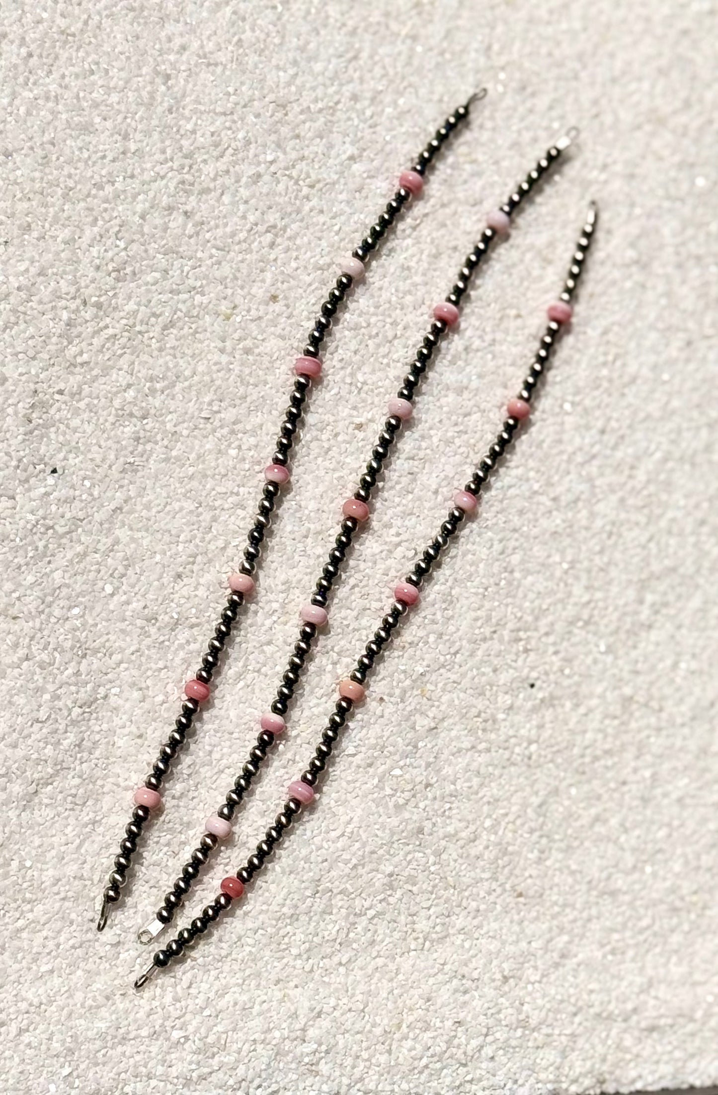Navajo Pearls - Permanent Jewelry Strand W/ Pink Conch