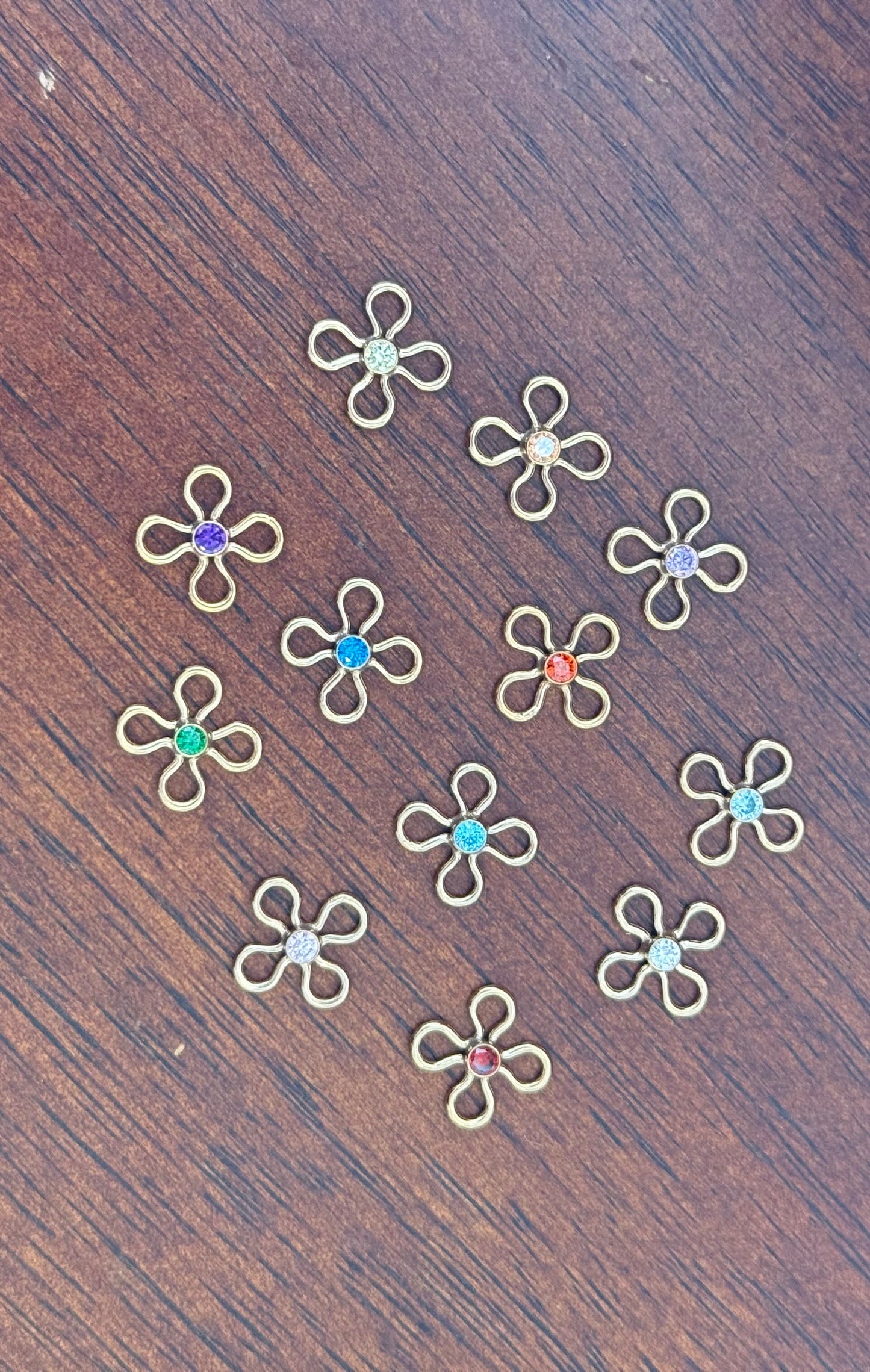 Gold Filled Flower Birthstone Connector Set
