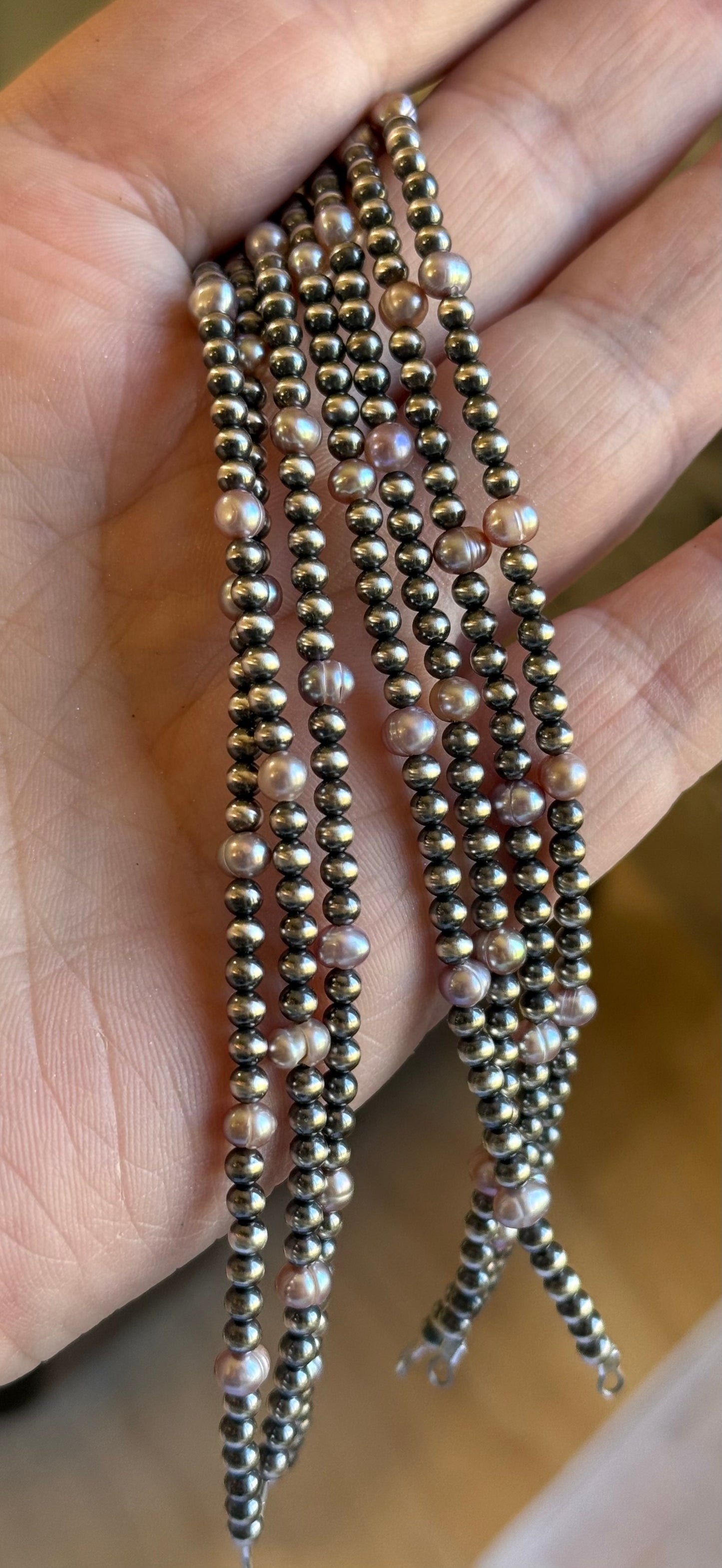 Navajo Pearls - Permanent Jewelry Strand W/ Freshwater Pearls