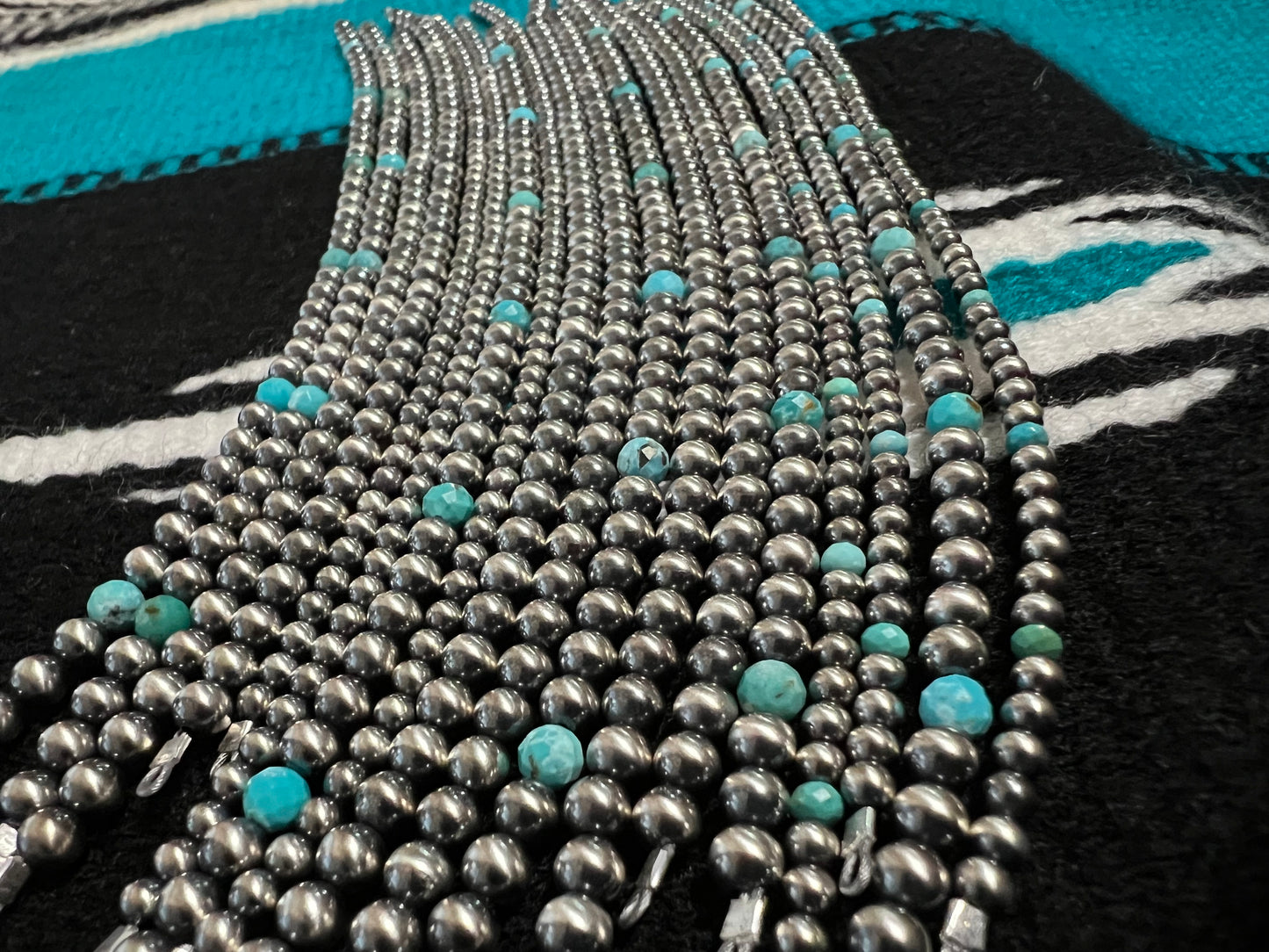 Navajo Pearls - Permanent Jewelry Strand w/ Kingman Turquoise