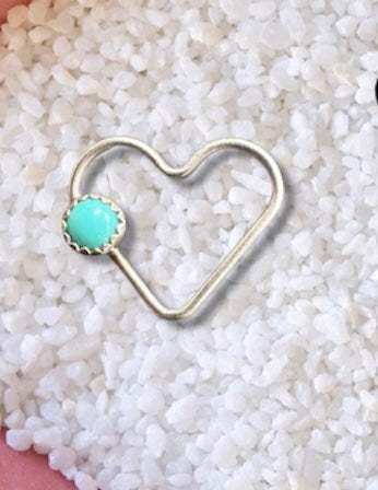 Heart Sterling Silver Connector Style 1 w/4mm Kingman Turquoise