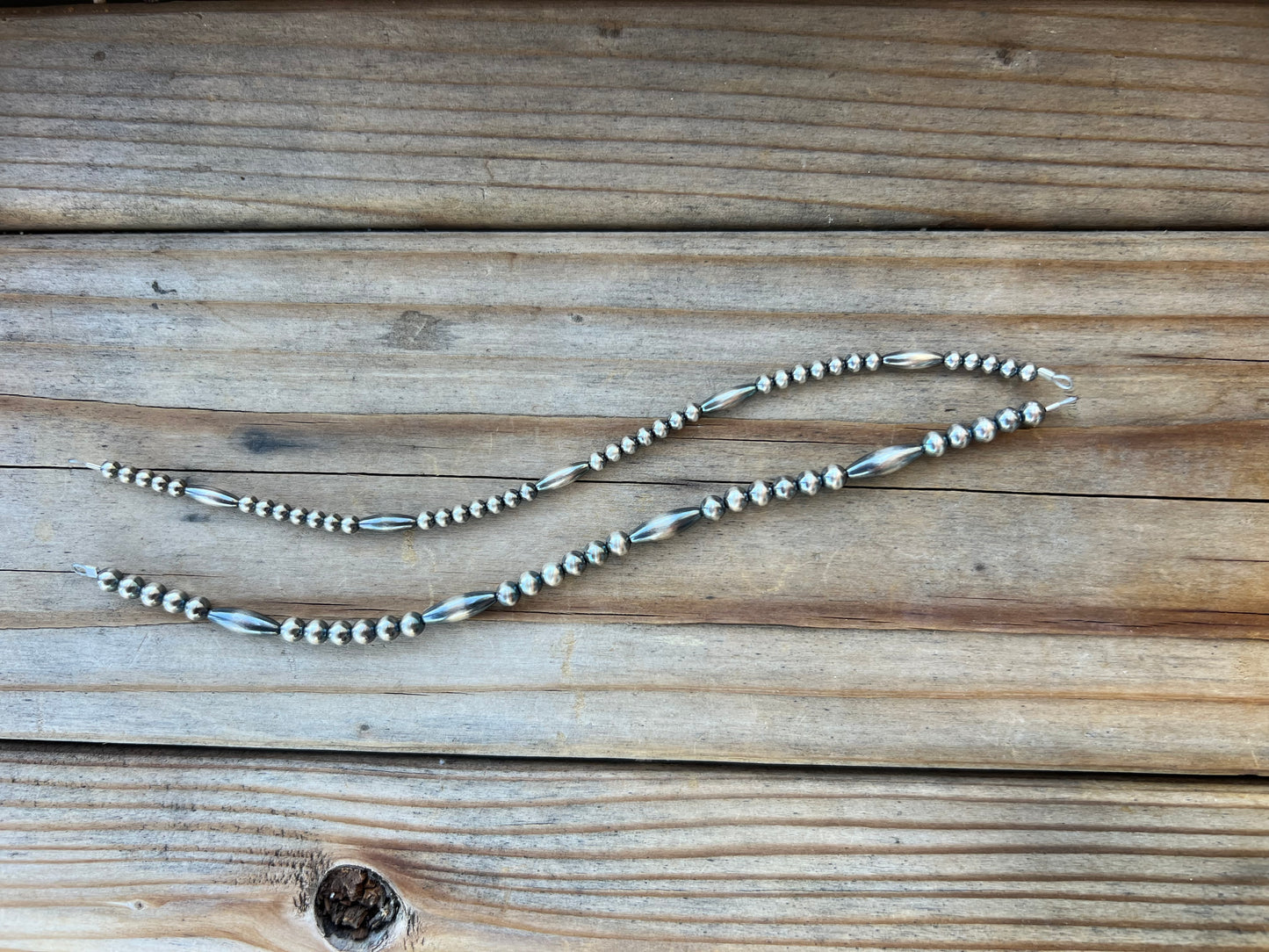 Navajo Pearls - Permanent Jewelry Strand With Torpedo Beads
