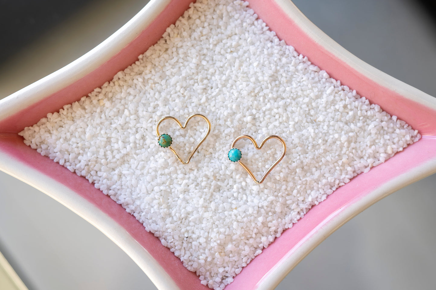 Gold Filled Or Rose Gold Heart Connector (Large) W/ 4mm Kingman Turquoise