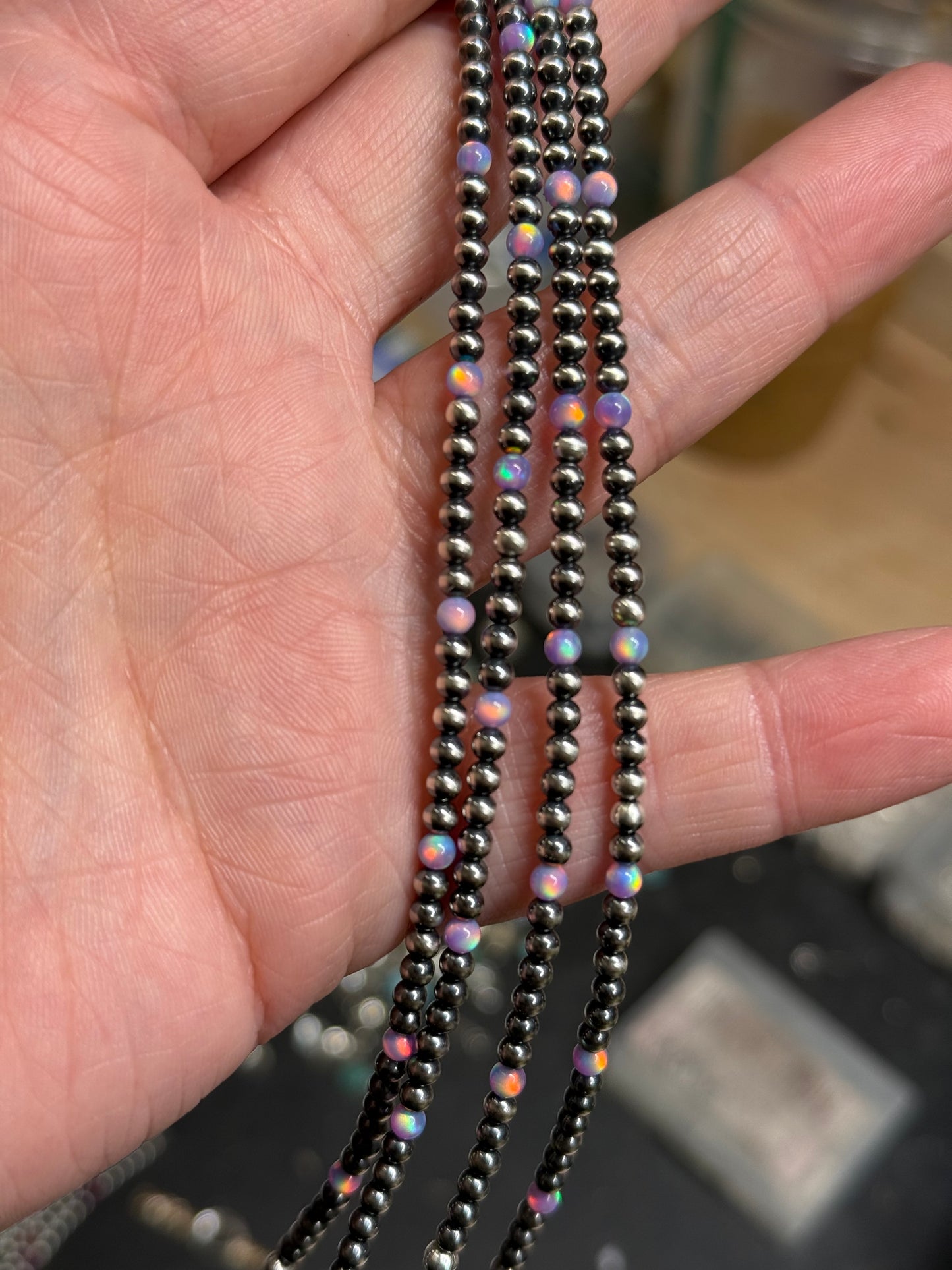Navajo Pearls - Permanent Jewelry Strand W/ Opal