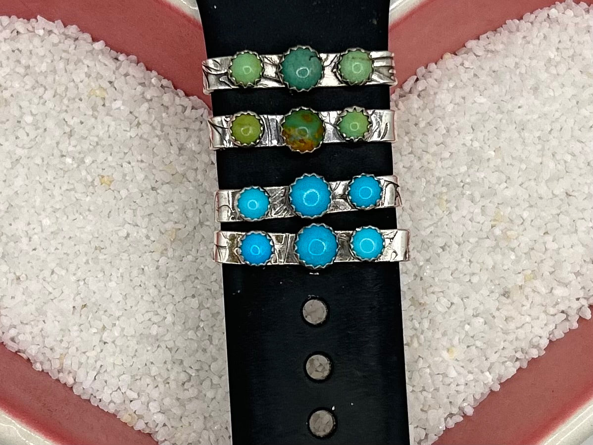 Sterling Silver Apple Watch “Slides” With Kingman Turquoise