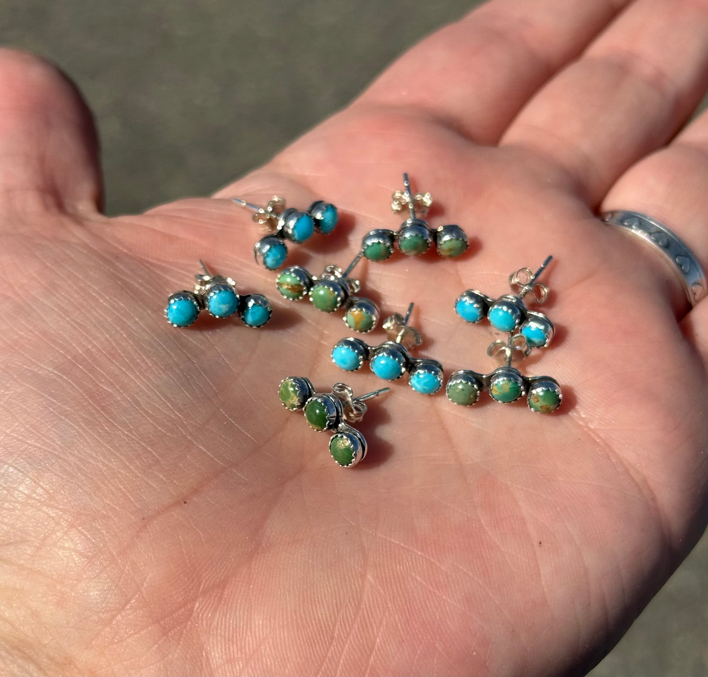 Sterling Silver Kingman Turquoise Mini Ear Crawlers