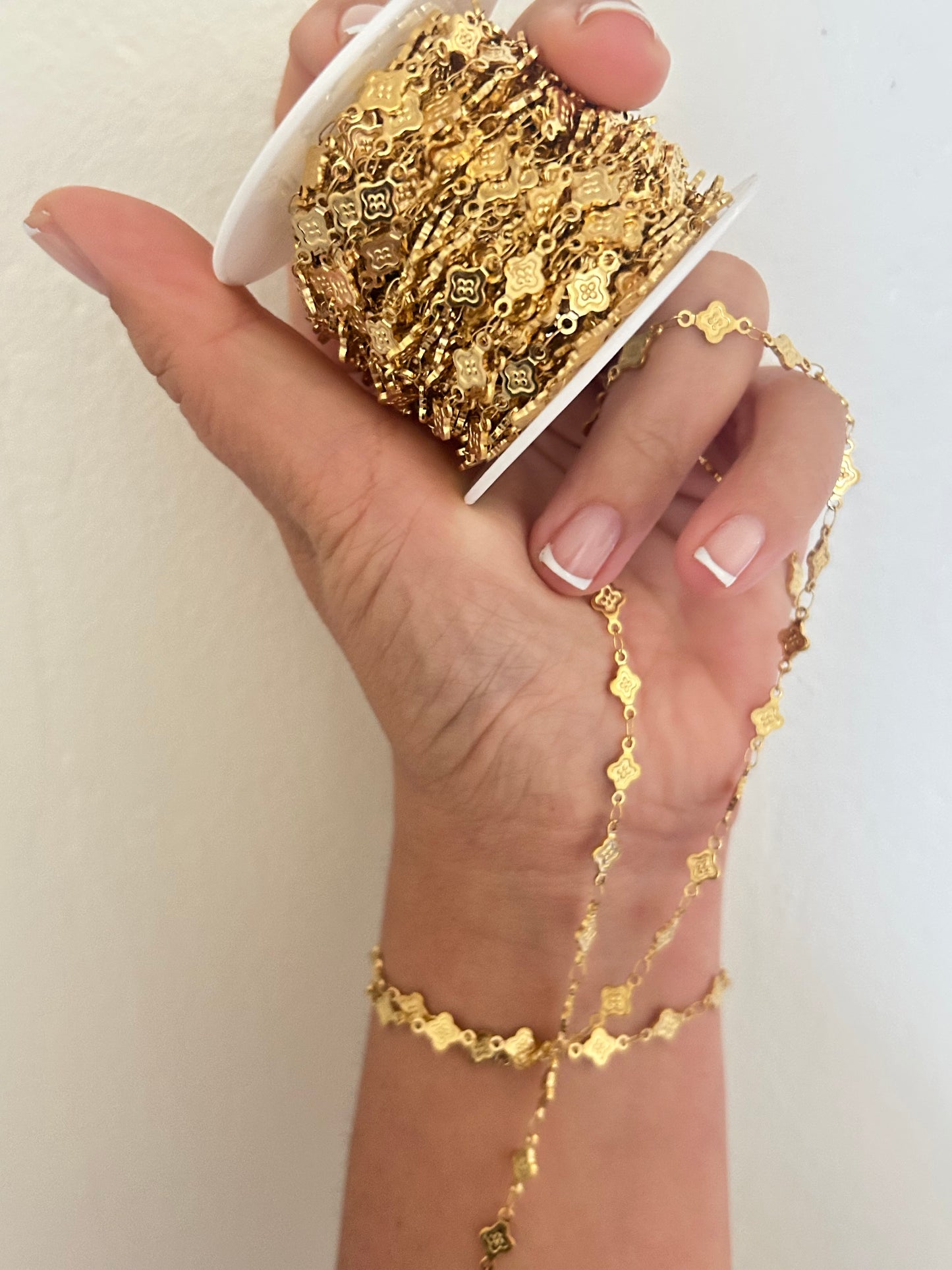 Stainless Steel PVD Coated Flat Clover Dots Chain