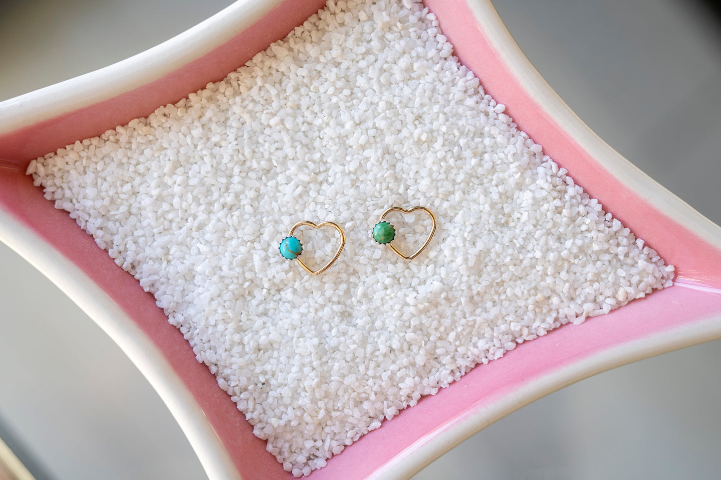 Heart Gold-Filled Connector (Small) W/ 4mm Kingman Turquoise