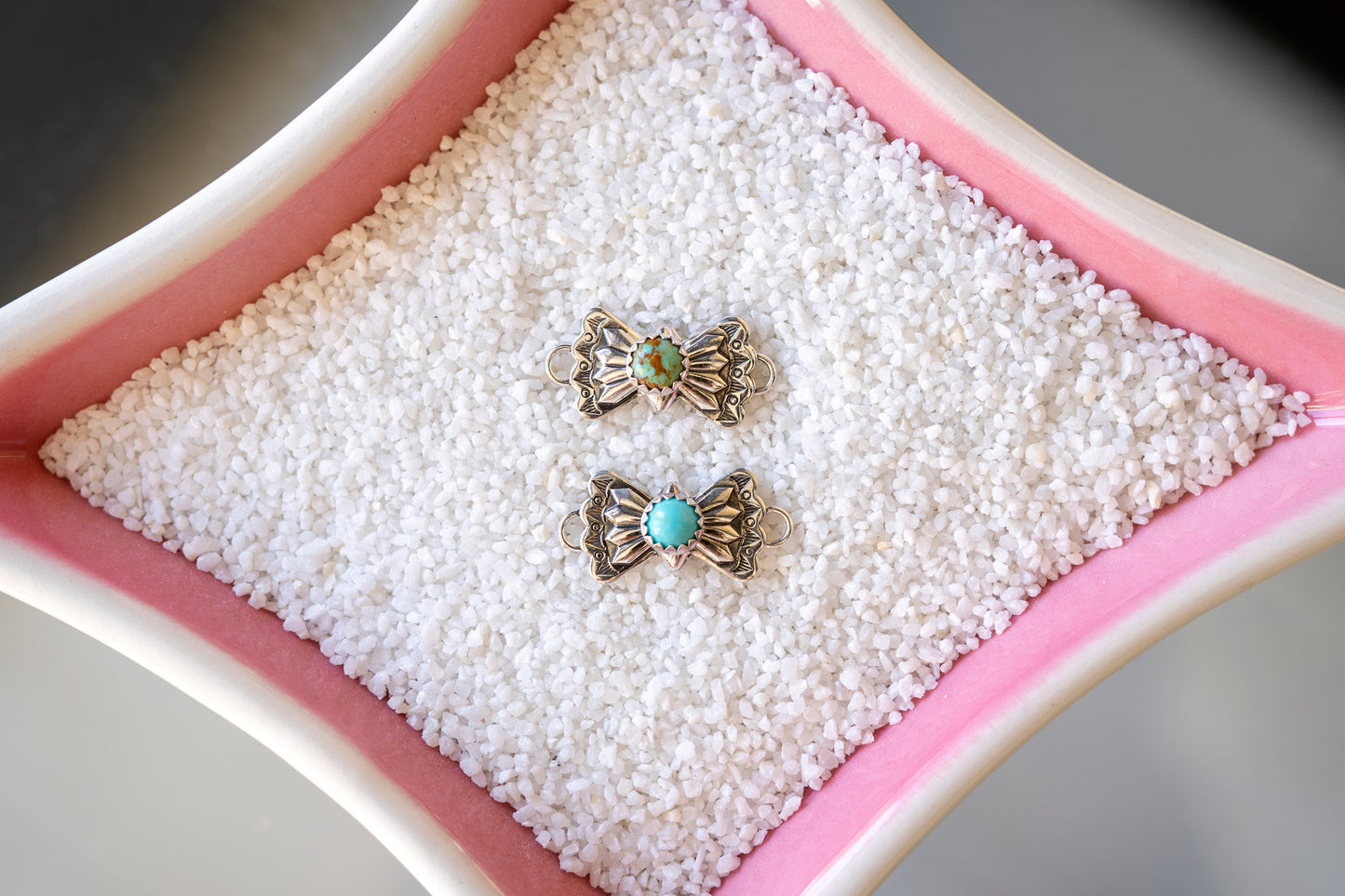 Butterfly Concho Connector w/ 5mm Kingman Turquoise