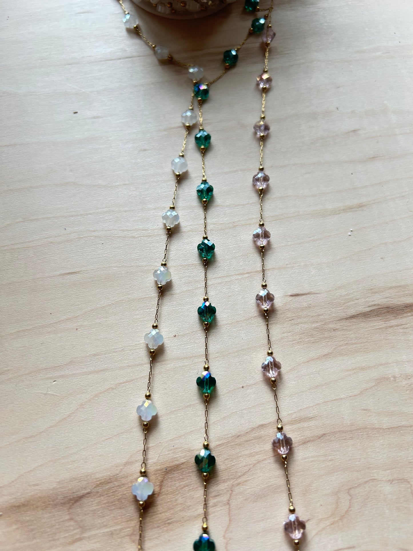 Stainless Steel PVD Coated Crystal Clover Chain