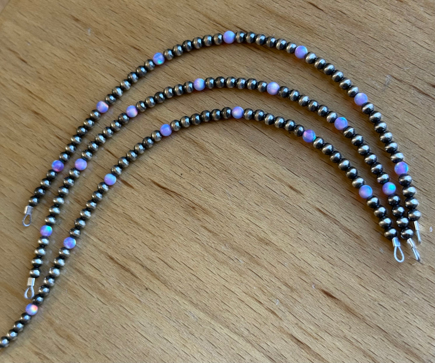 Navajo Pearls - Permanent Jewelry Strand W/ Purple Aurora Opals