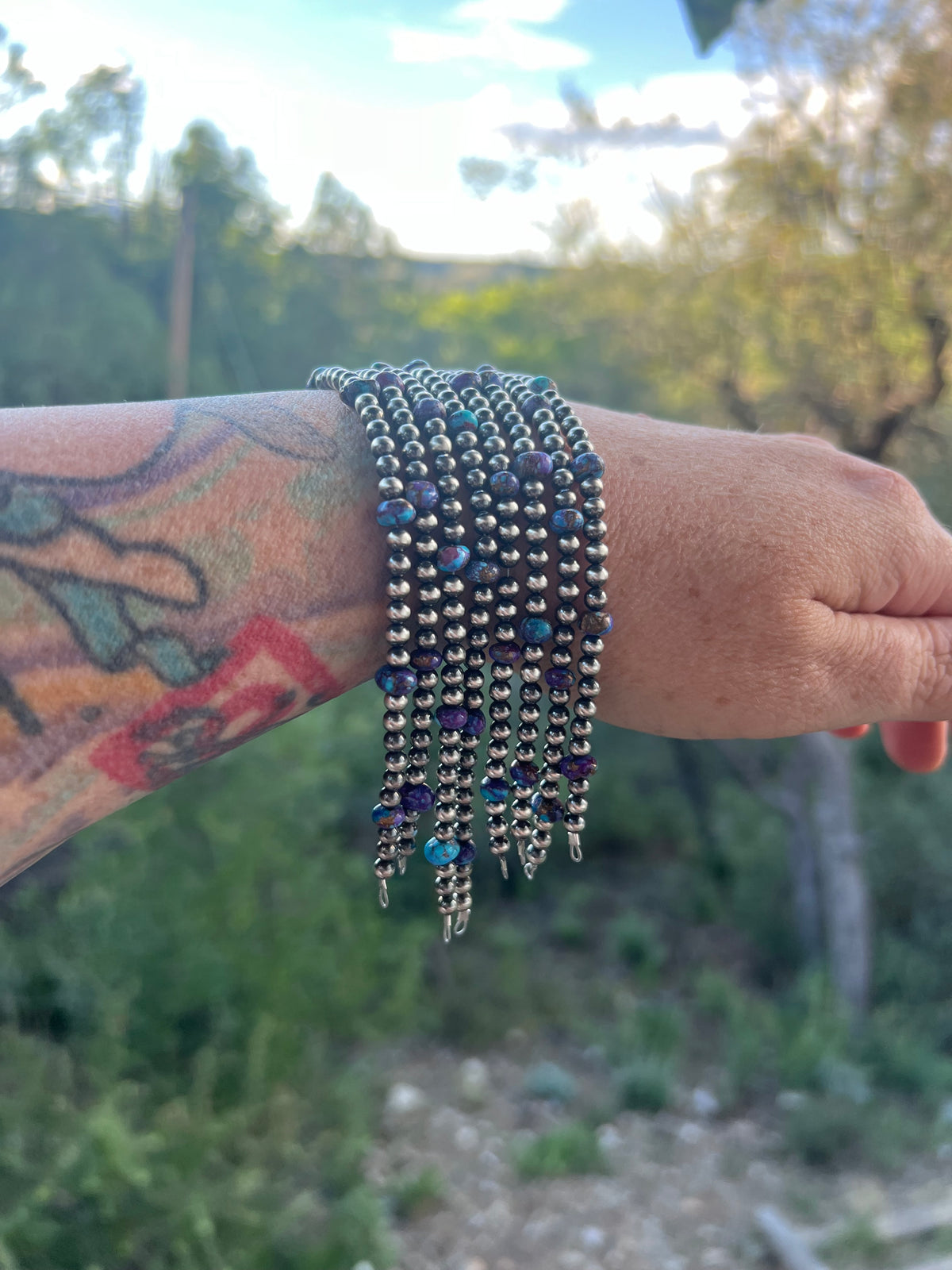 Navajo Pearl Style Permanent Jewelry Strand W/ Mohave Purple