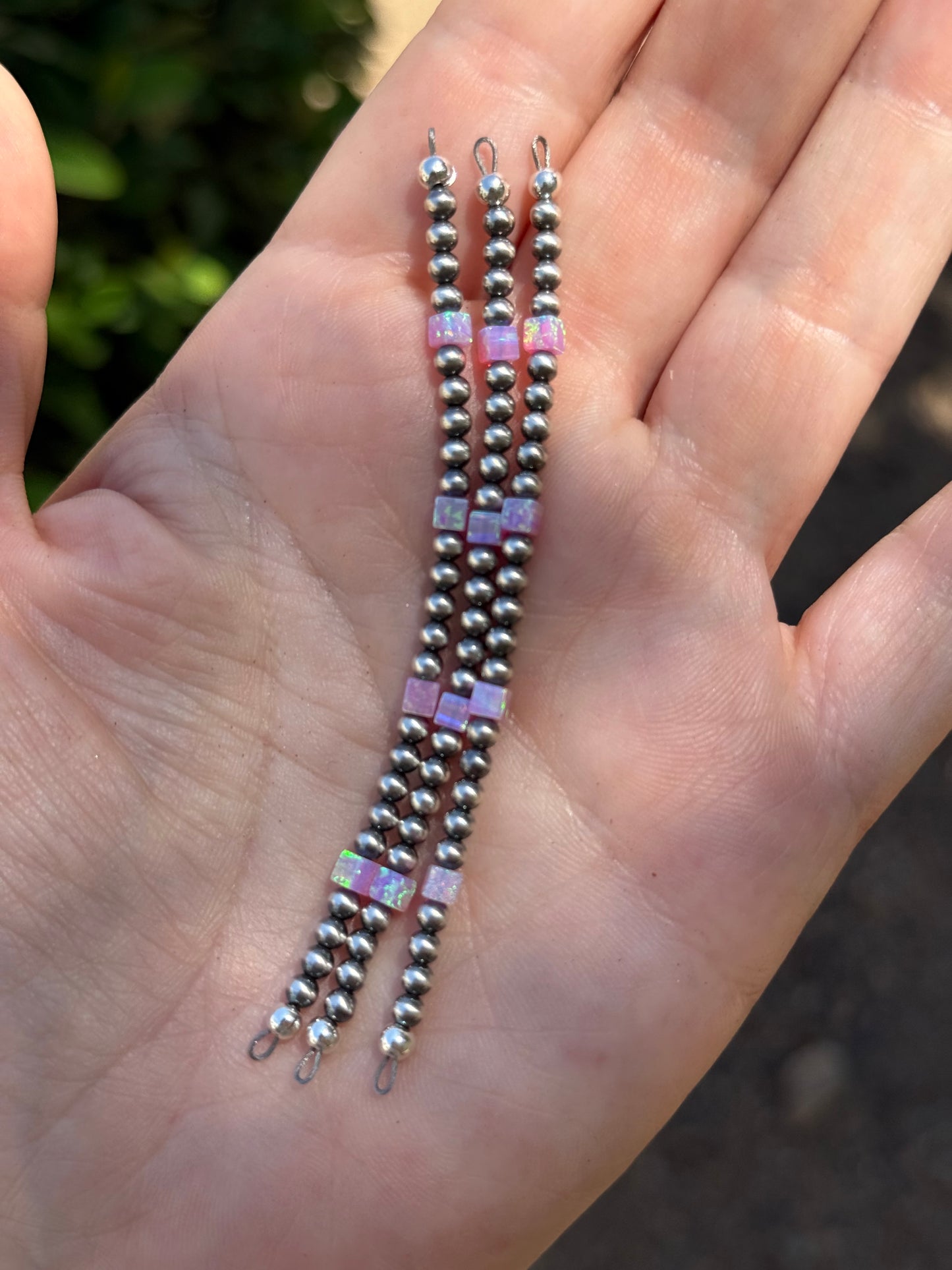 Navajo Pearls - Mini-Strand W/ Pink Bello Opal Squares