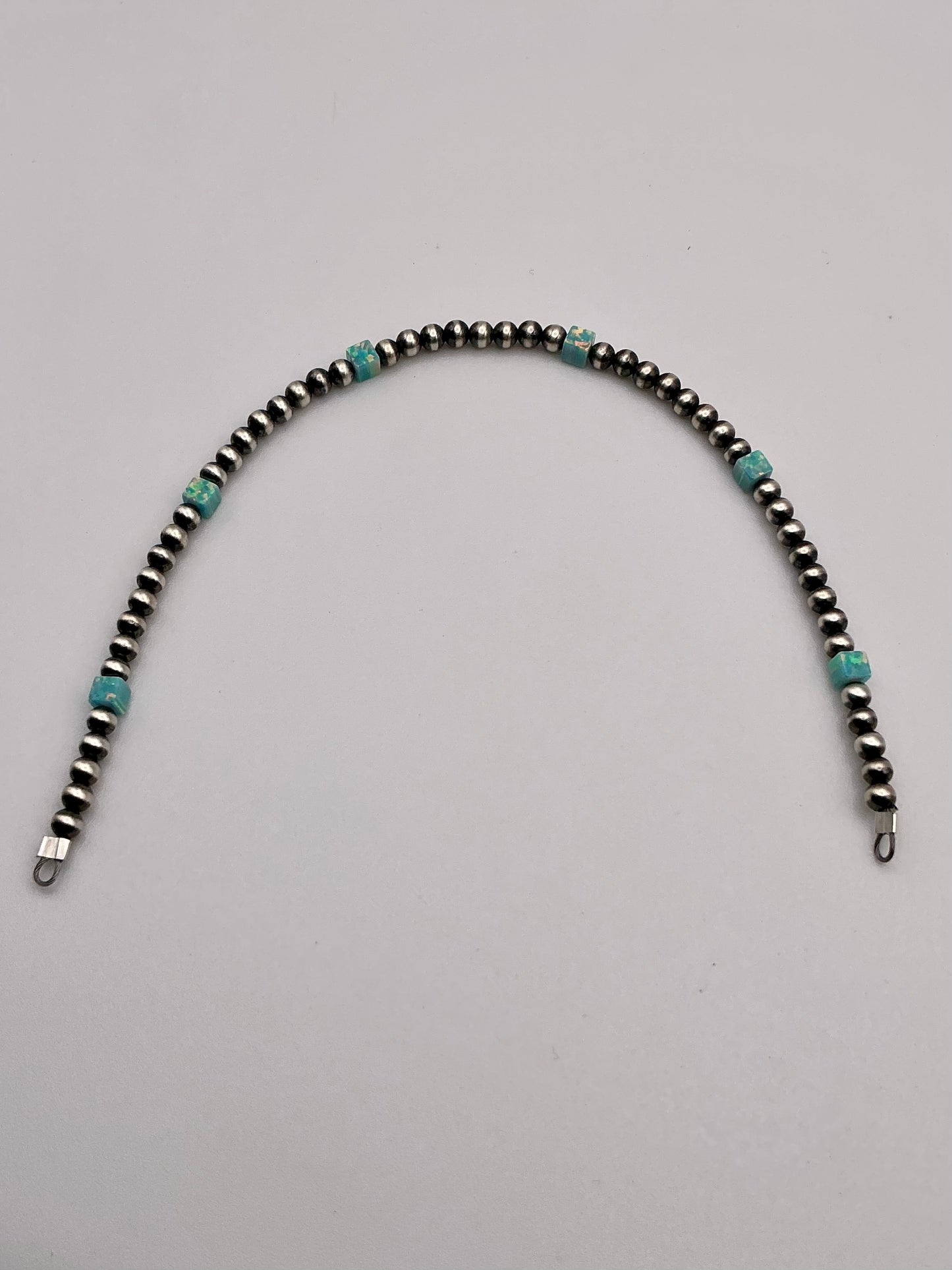 Navajo Pearls - Permanent Jewelry Strand W/ Aurora Opal Squares