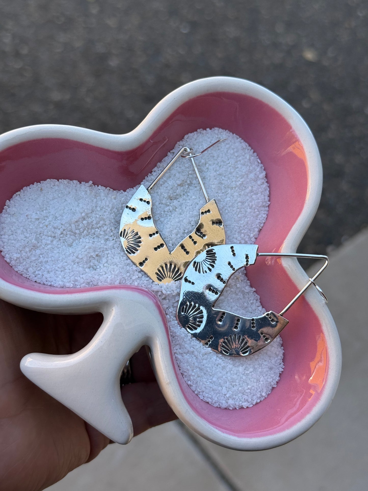 Southwest Shine Hand Stamped Sterling Silver Earrings