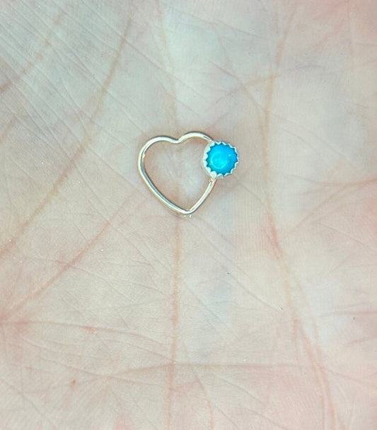 Heart Gold-Filled Connector Style 3 w/ 4mm Kingman Turquoise