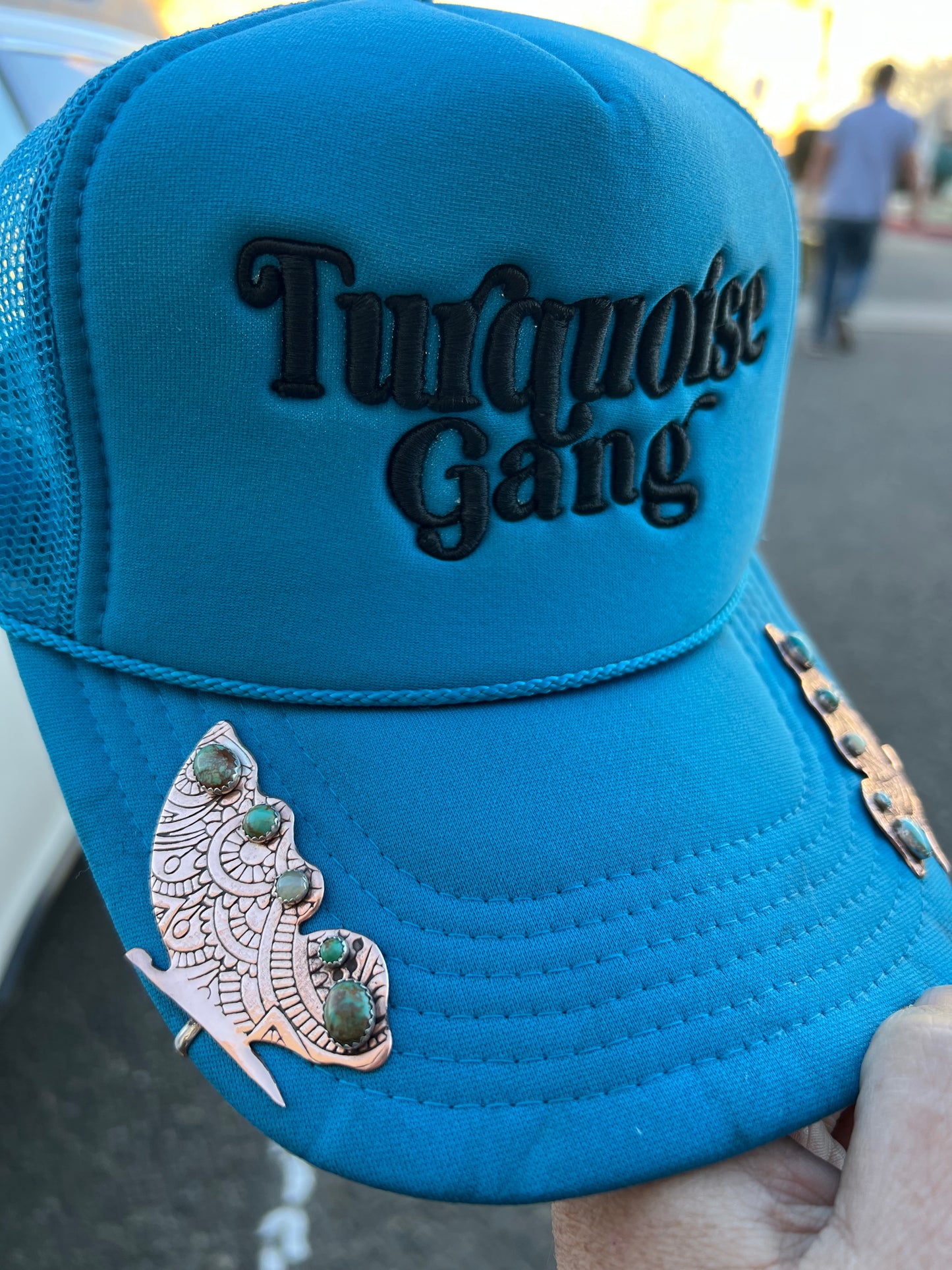 Copper Butterfly Hat Hook With Kingman Turquoise