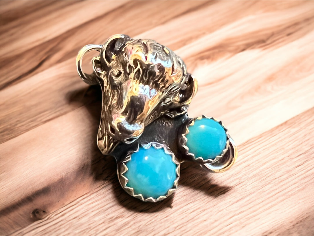 Buffalo Head Connector w/ Kingman Turquoise