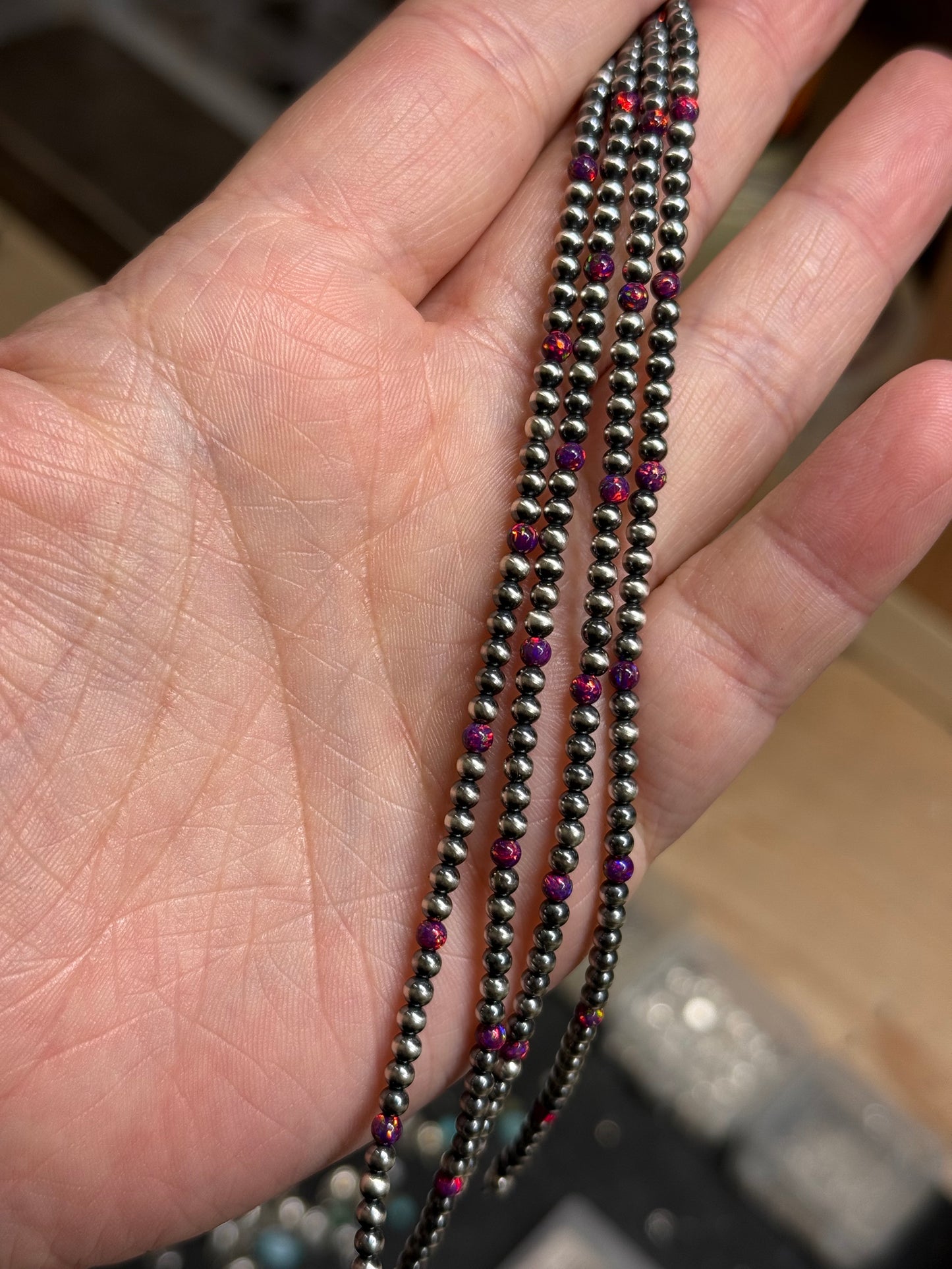 Navajo Pearls - Permanent Jewelry Strand W/ Opal