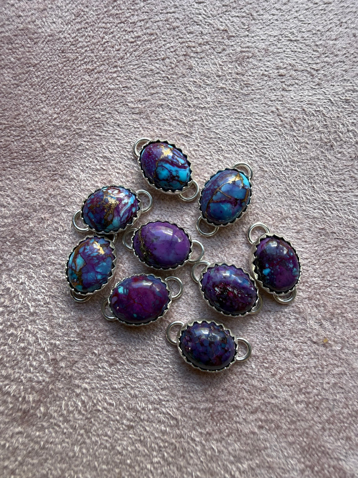 9x7mm Spotted Purple Mohave Connectors 3 Pack