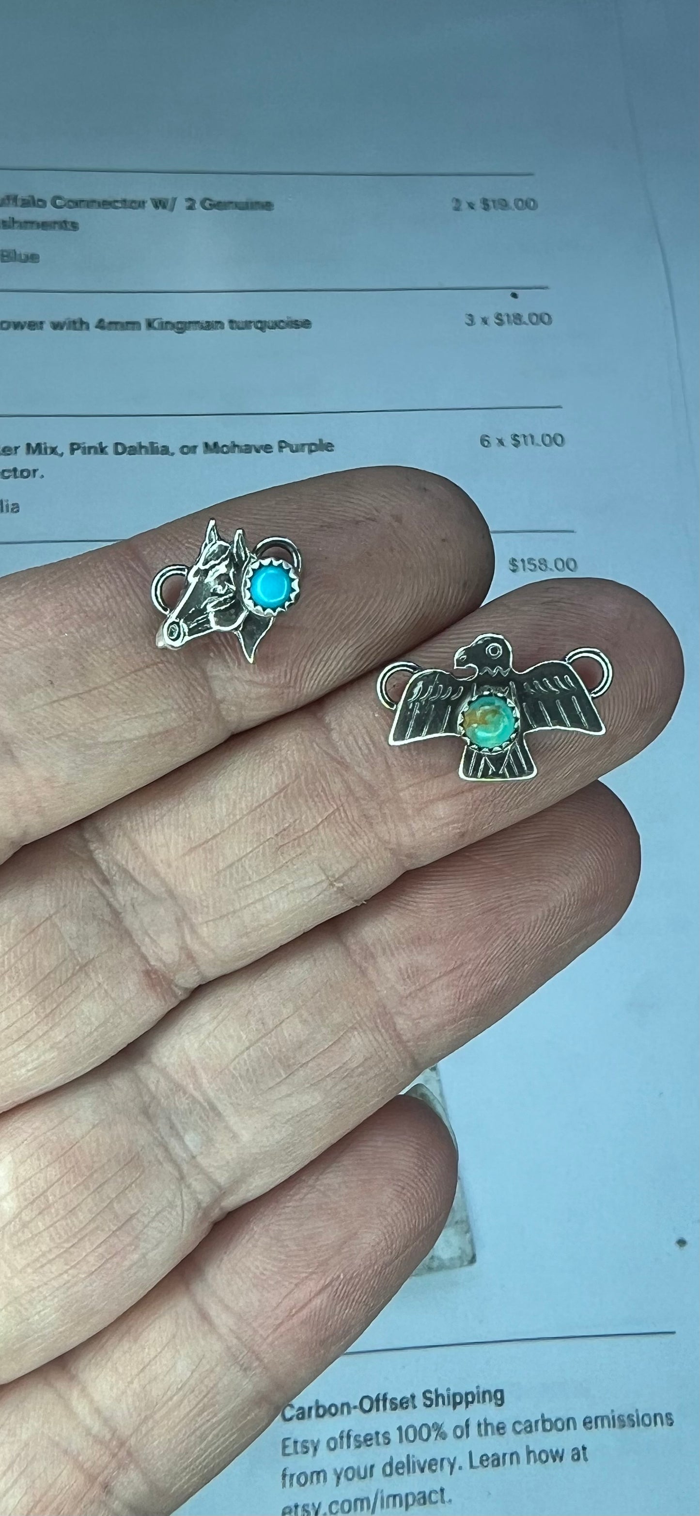 Thunderbird Sterling Silver Connector Style 2 w/4mm Kingman Turquoise