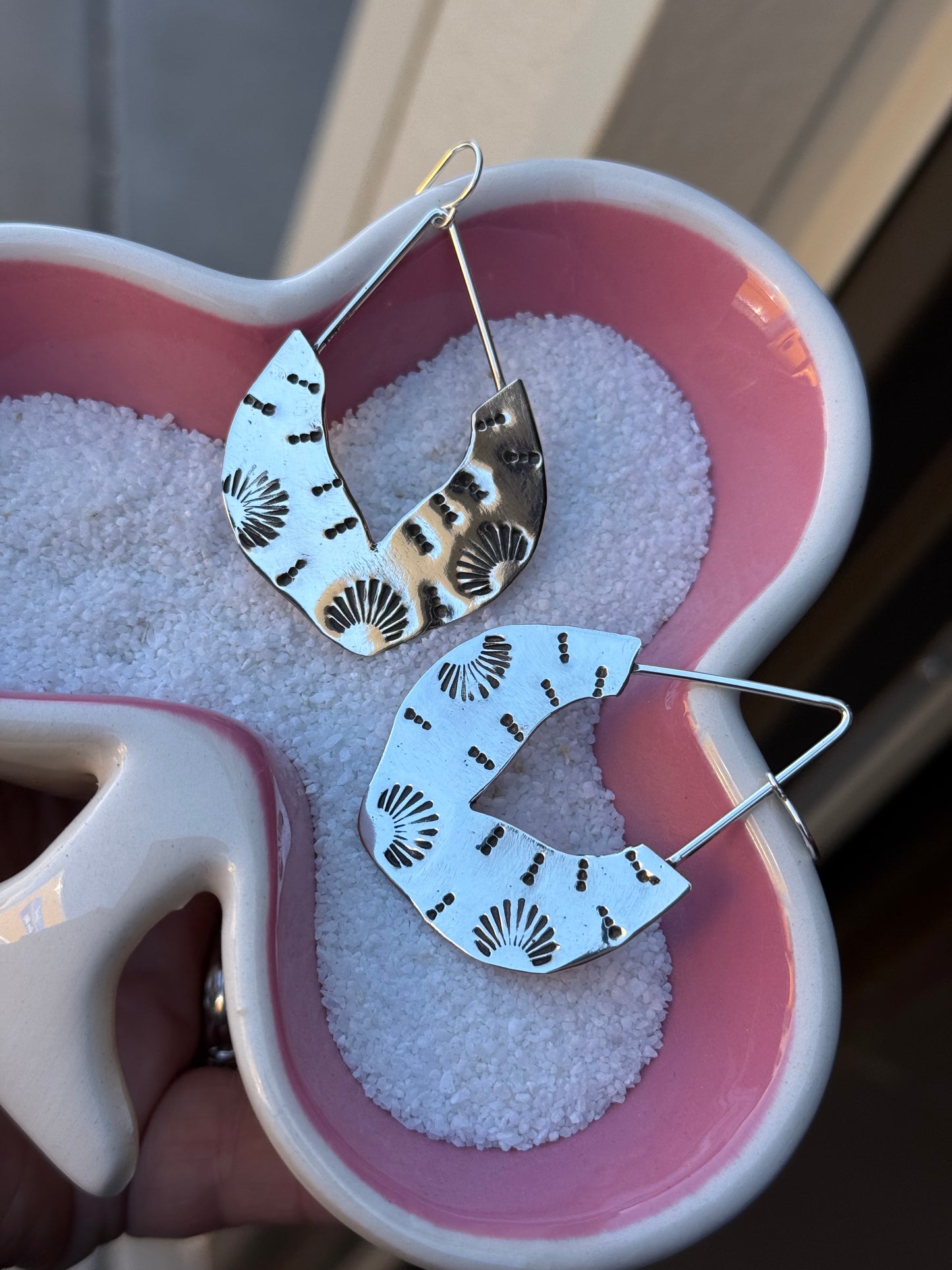 Southwest Shine Hand Stamped Sterling Silver Earrings