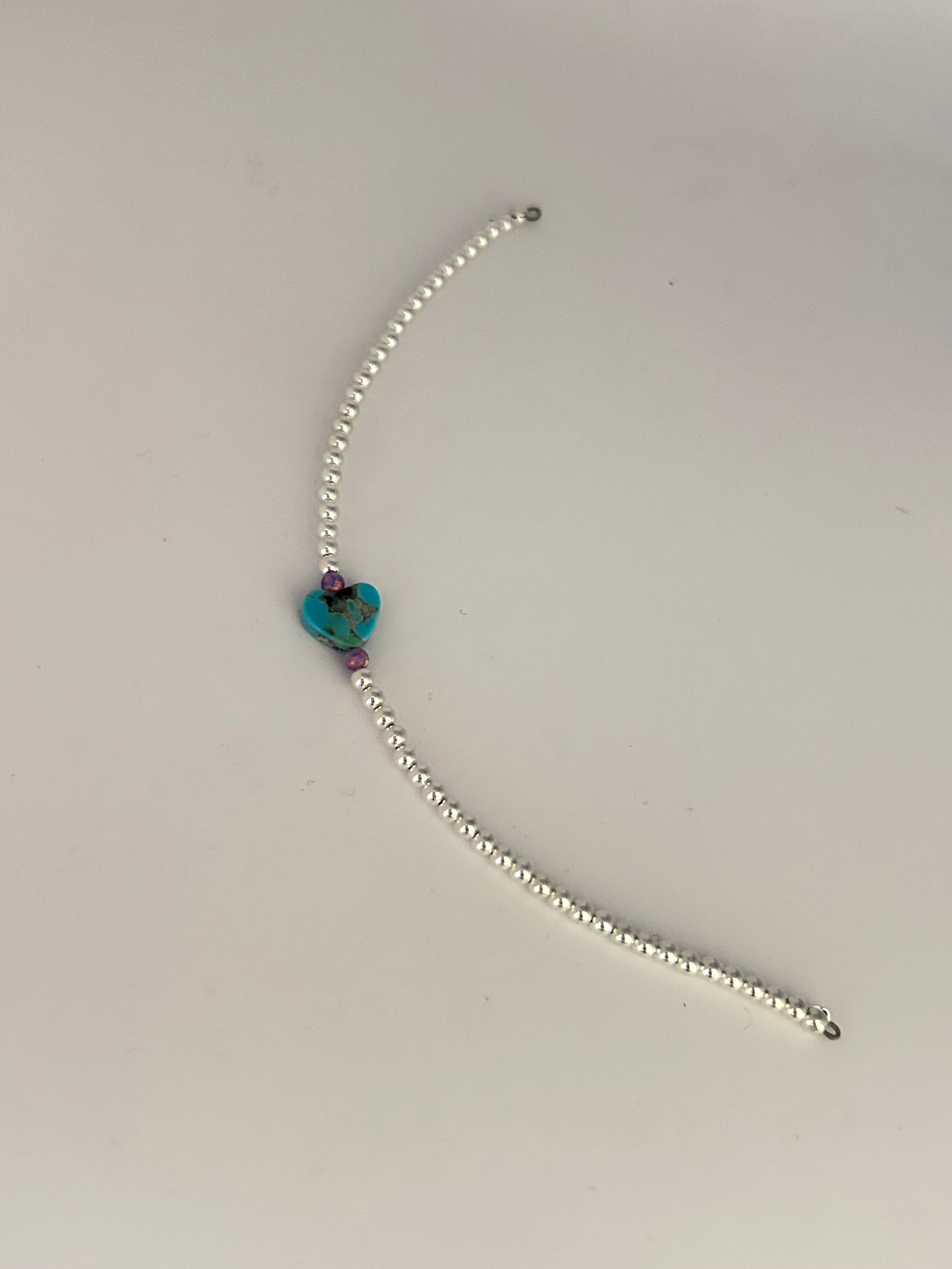 Sterling Silver Beaded Permanent Jewelry Strand With Cotton Candy Opal Accents