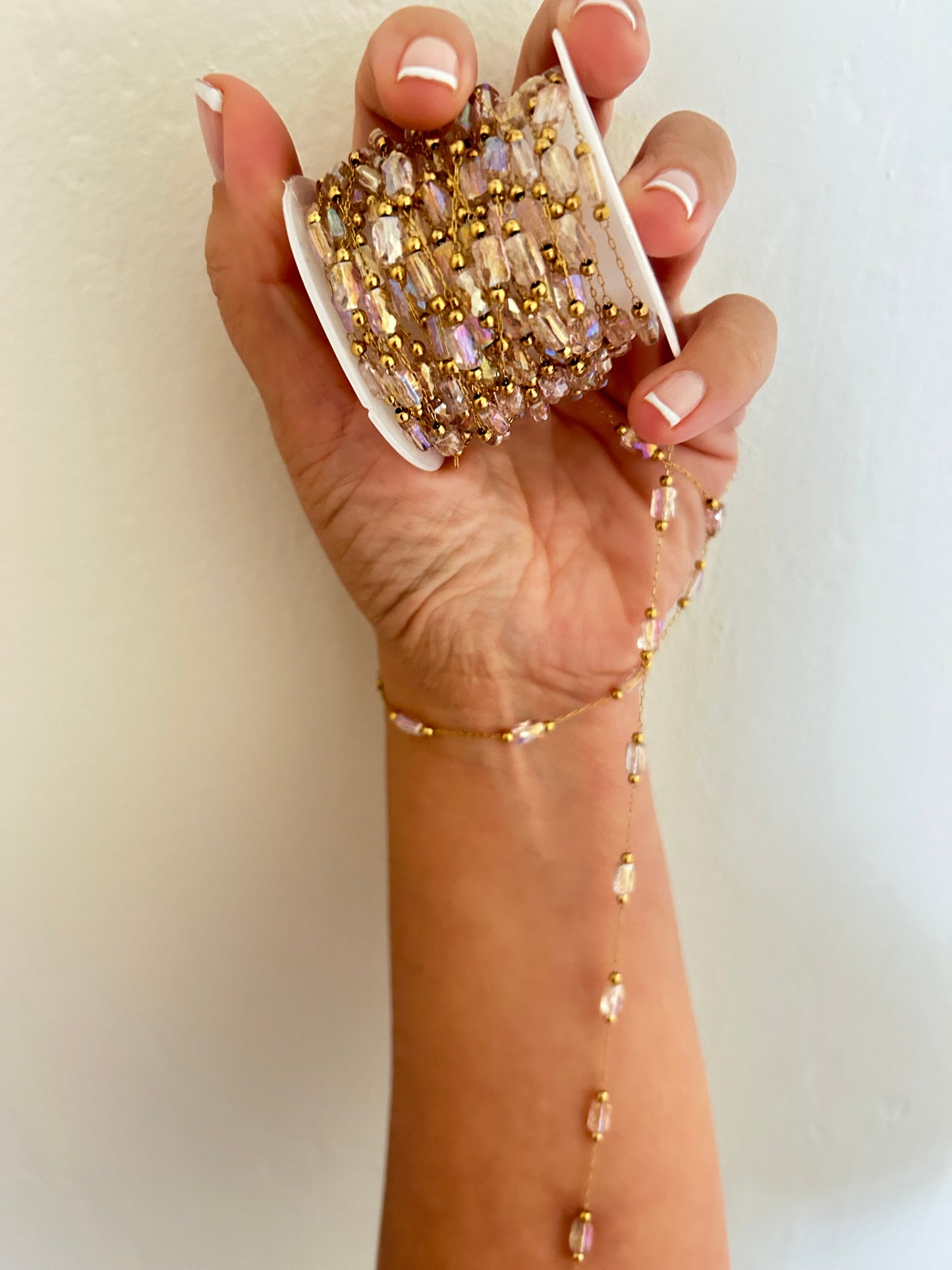 Stainless Steel PVD Coated Crystal Rectangle Chain