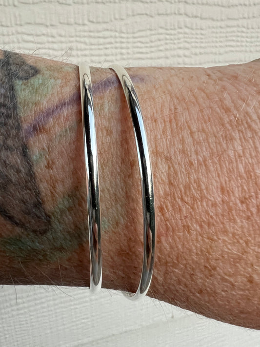 Sterling Silver Smooth Wide Bangles #27