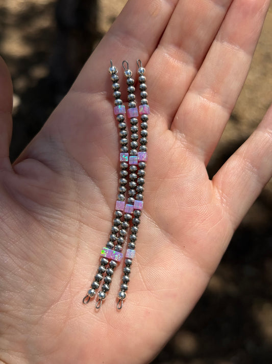 Navajo Pearls - Mini-Strand W/ Pink Bello Opal Squares