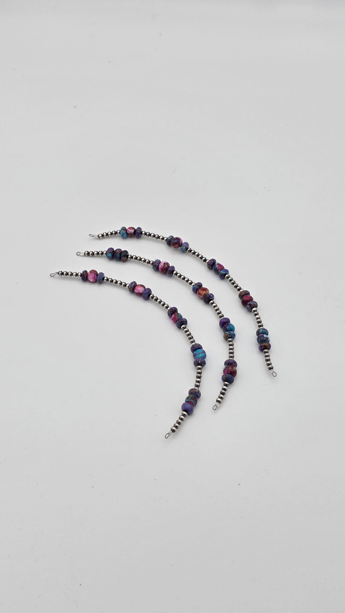 Navajo Pearls - Permanent Jewelry Strand W/ Purple Mohave And Pink Dahlia