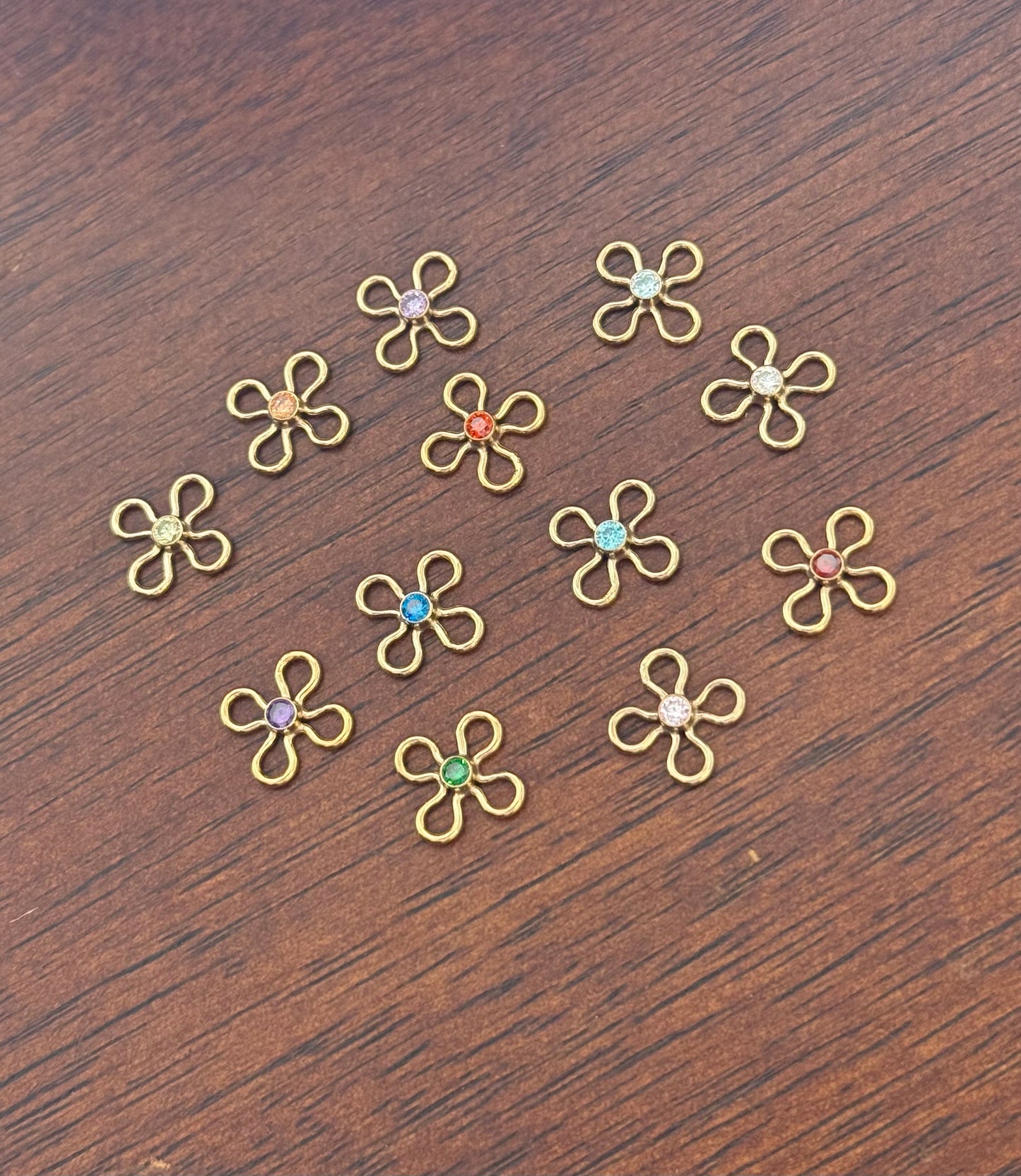 Gold Filled Flower Birthstone Connector Set