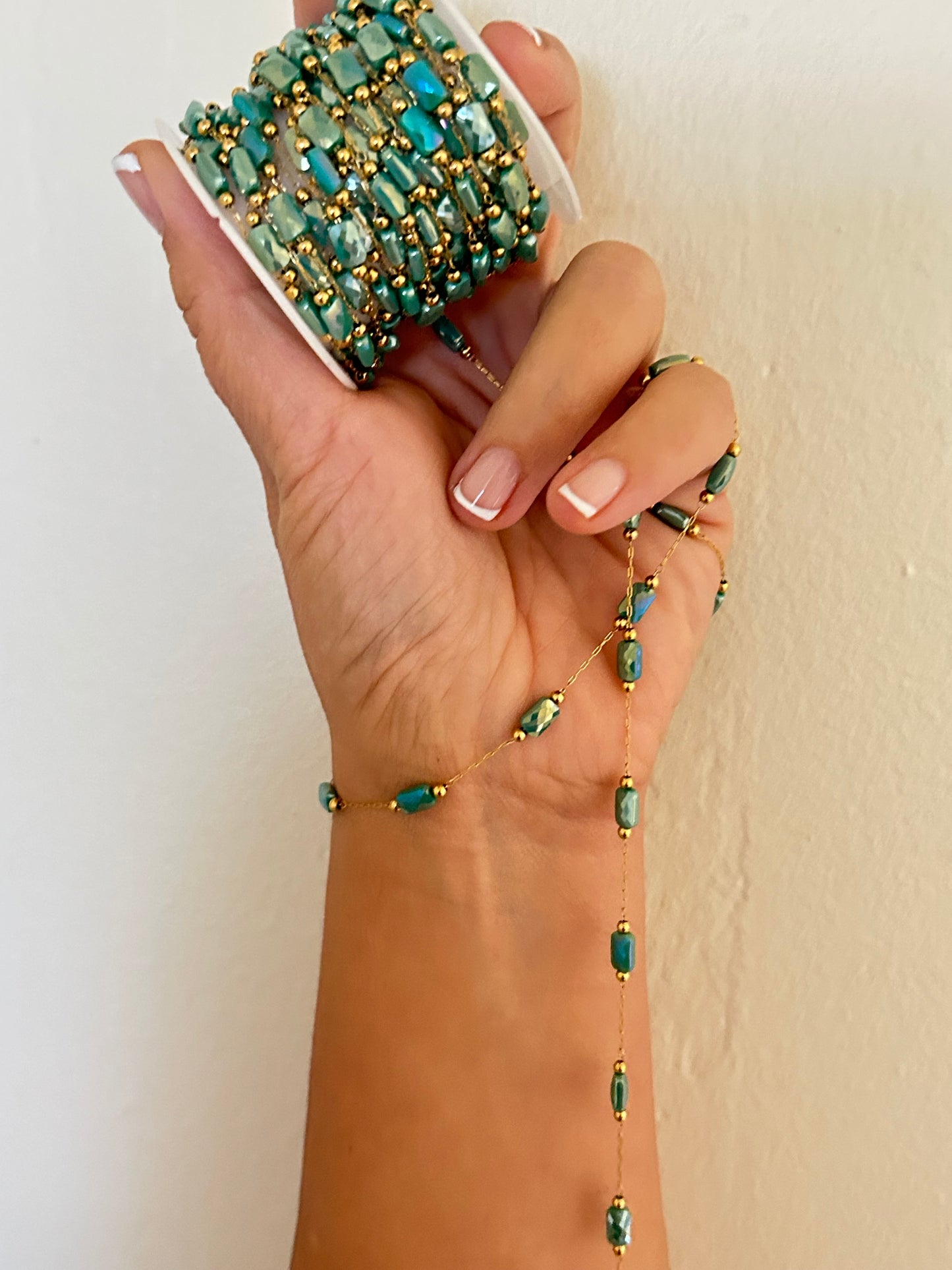 Stainless Steel PVD Coated Crystal Rectangle Chain