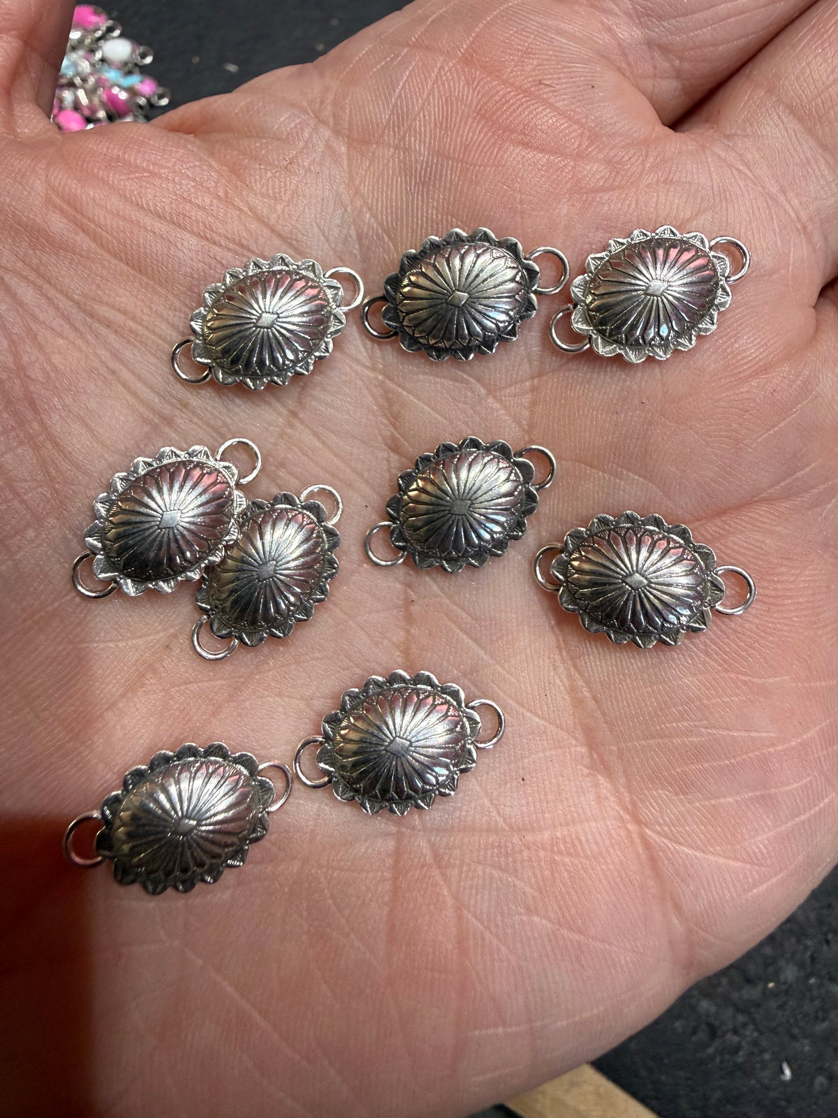 Oval Concho Sterling Silver Connector