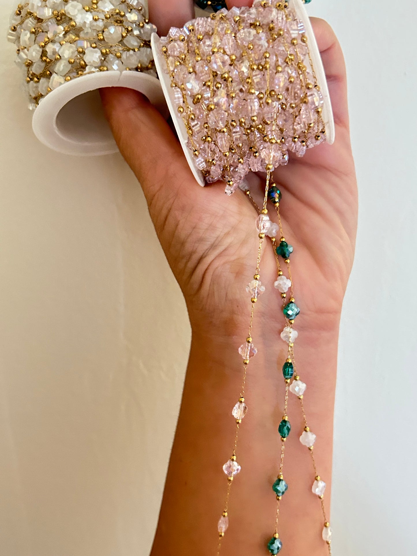 Stainless Steel PVD Coated Crystal Clover Chain