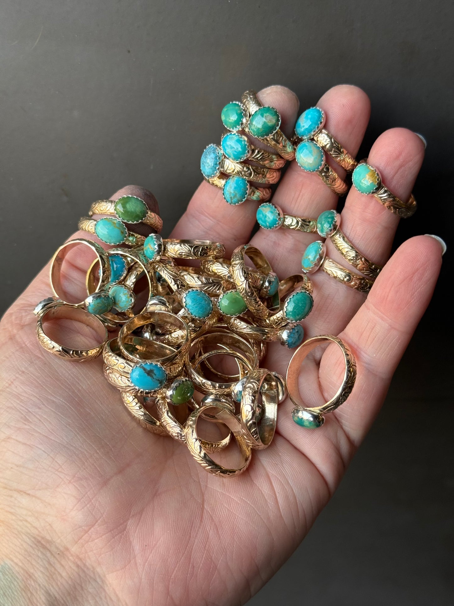 Gold Filled Floral Turquoise Ring