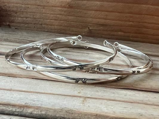 Sterling Silver “Stamped” Sunrise Bangles #29