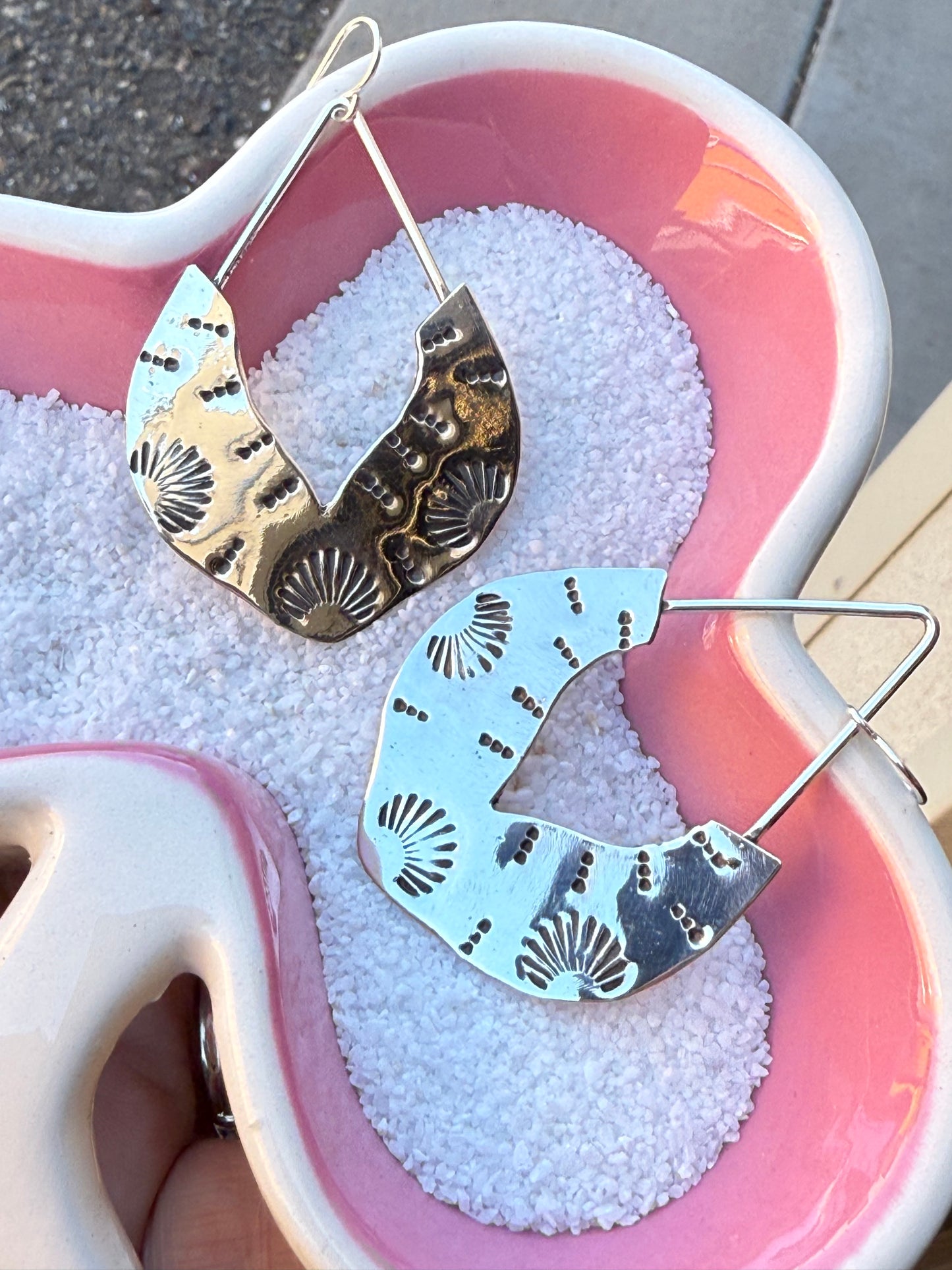 Southwest Shine Hand Stamped Sterling Silver Earrings