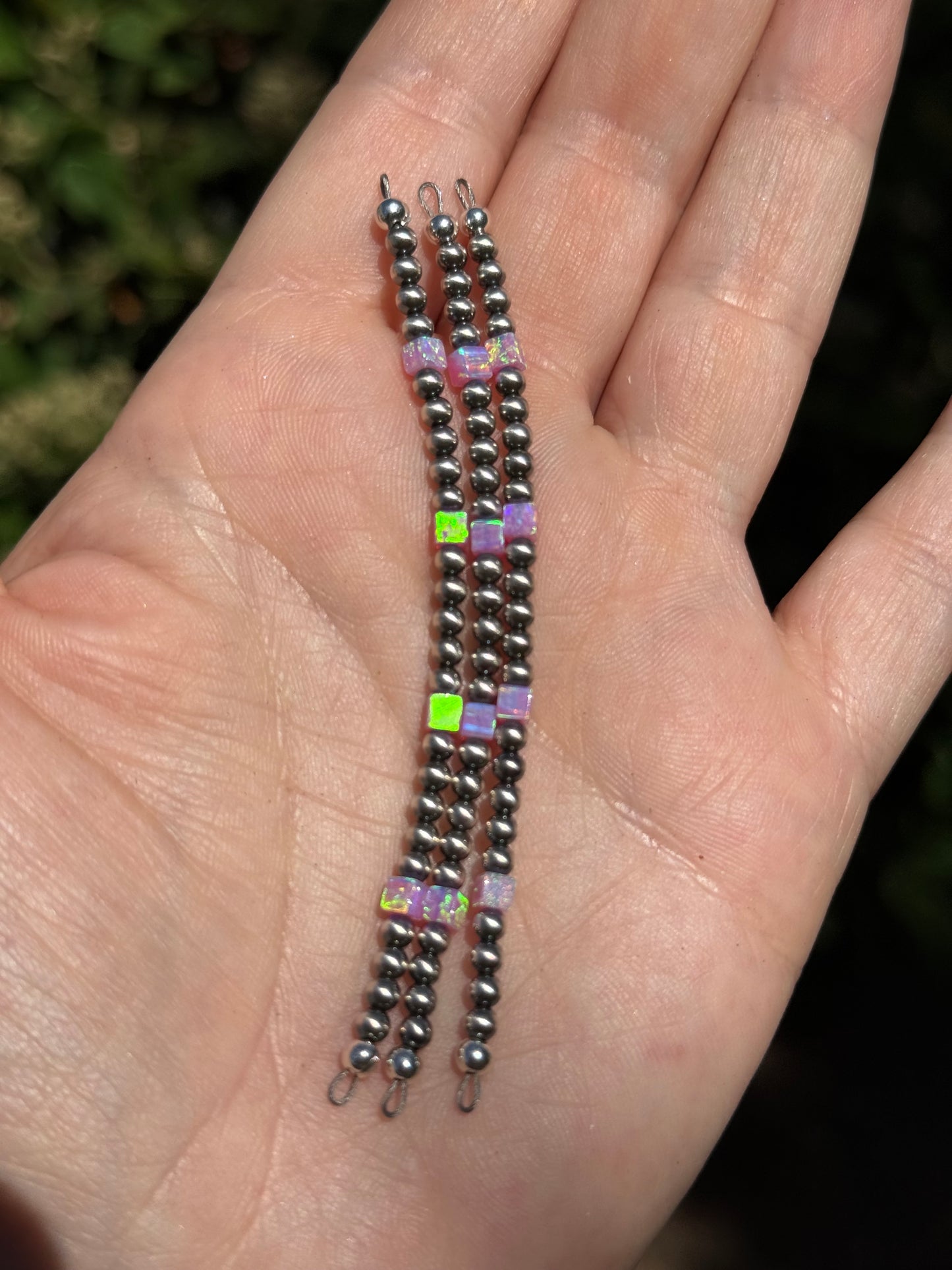 Navajo Pearls - Mini-Strand W/ Pink Bello Opal Squares