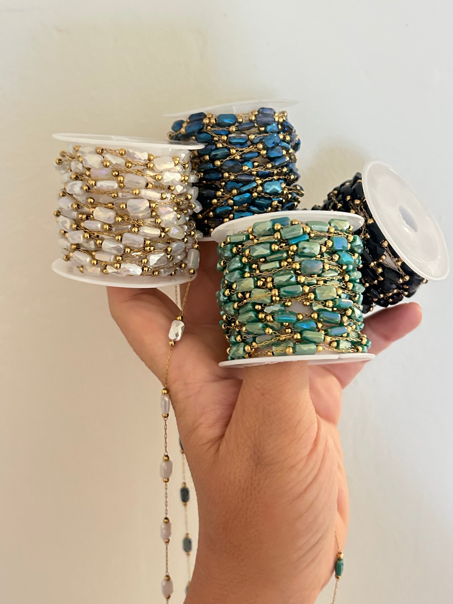 Stainless Steel PVD Coated Crystal Rectangle Chain