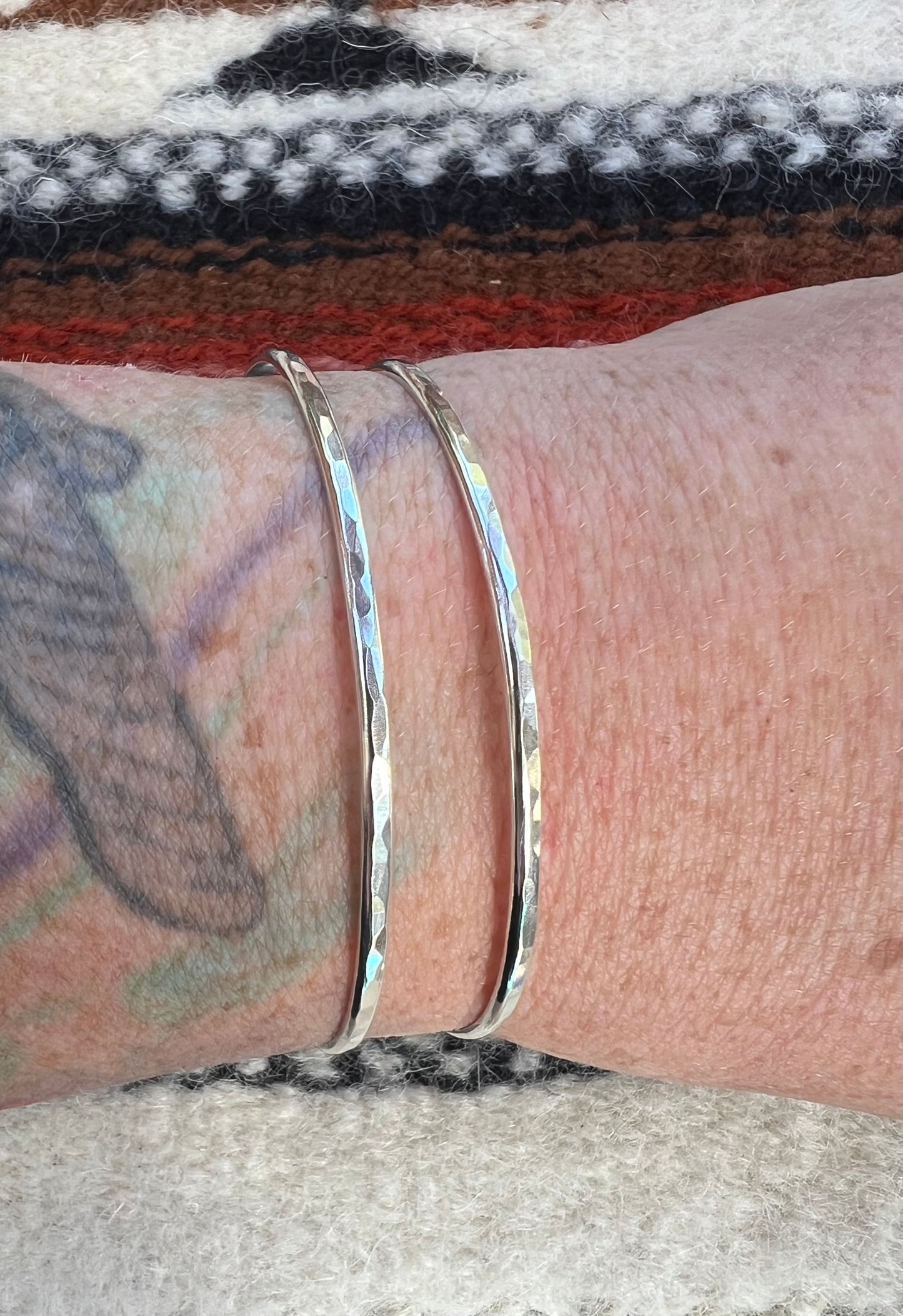 Sterling Silver Hammered Bangles #18