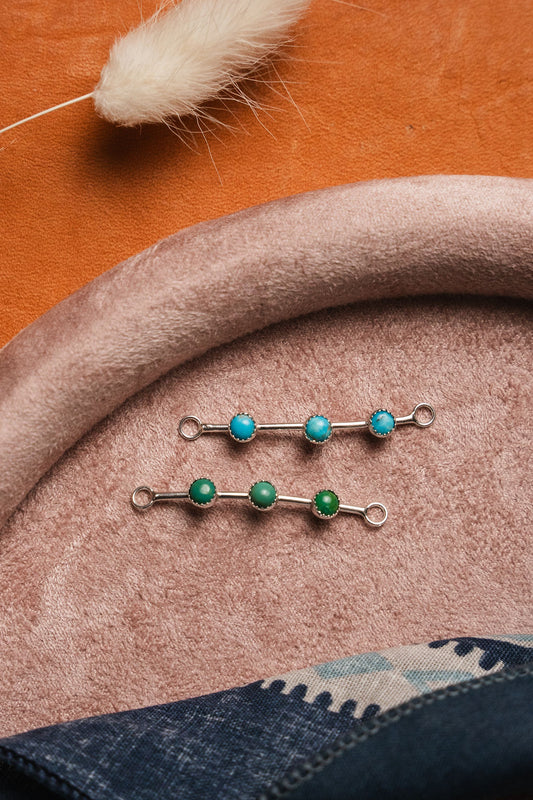 Bar Connectors w/ 3-4mm Kingman Turquoise