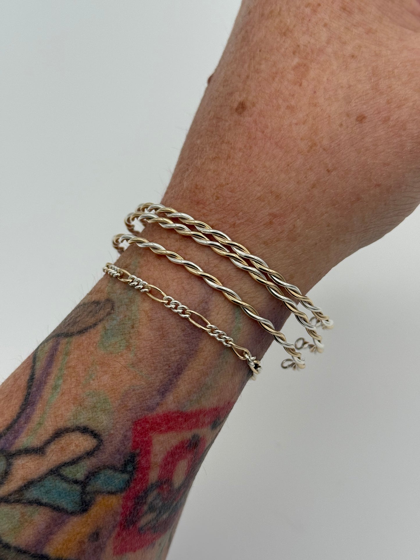 Mixed Metal Twisted Bangle