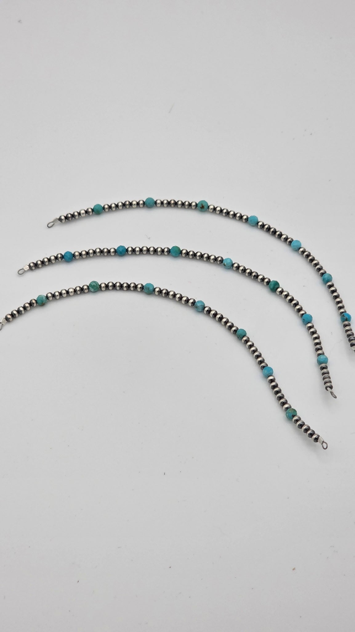 Navajo Pearls - Permanent Jewelry Strand W/ Turquoise 3mm/4mm