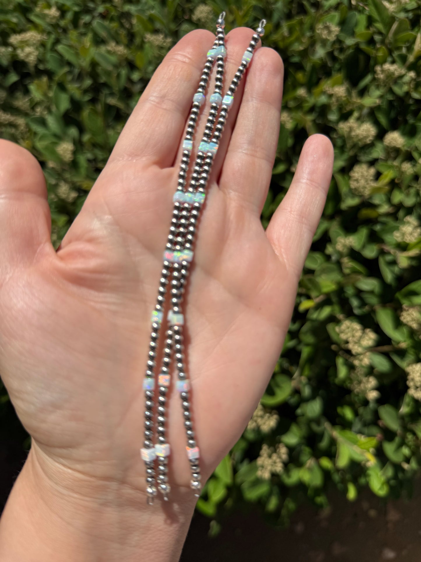 Navajo Pearls - Permanent Jewelry Strand W/ Aurora Opal Squares