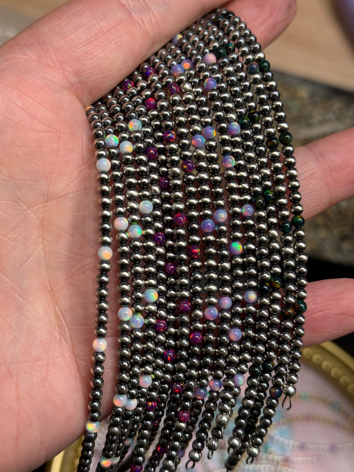Navajo Pearls - Permanent Jewelry Strand W/ Opal
