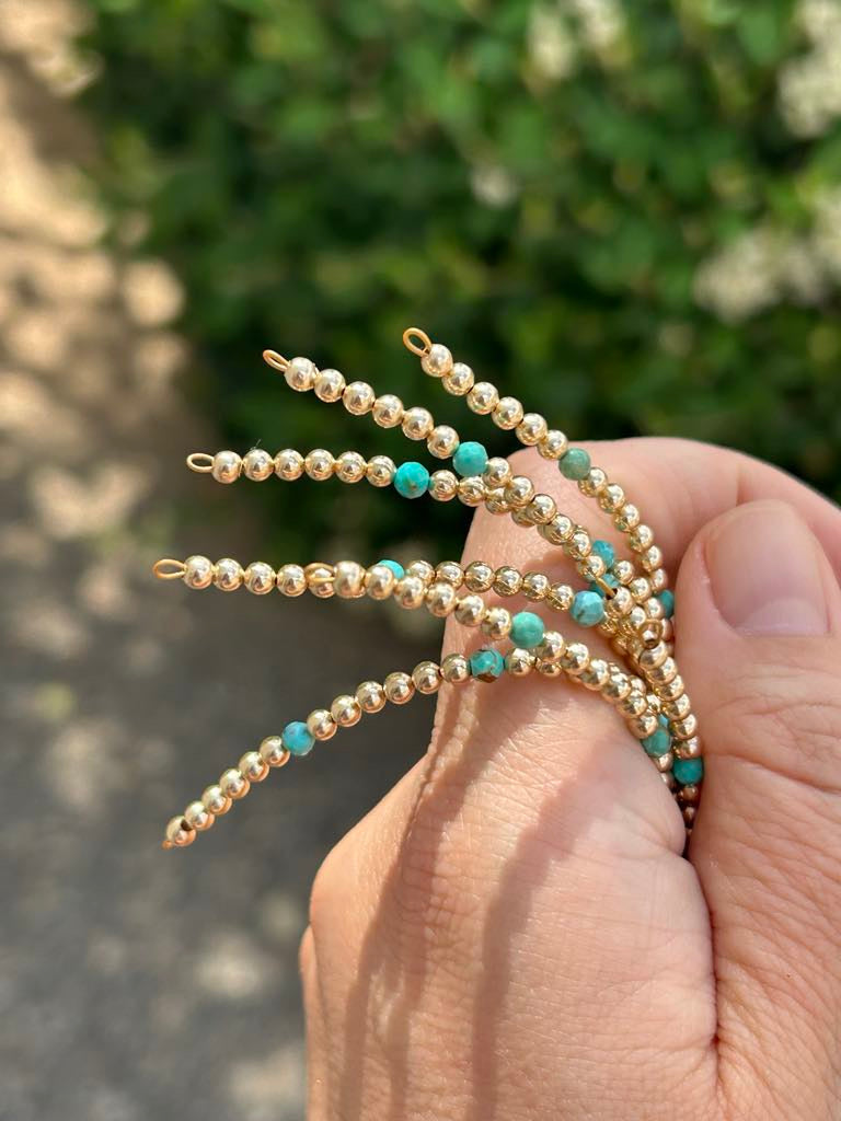 Gold Filled Beaded Permanent Jewelry Strand W/ Kingman Turquoise